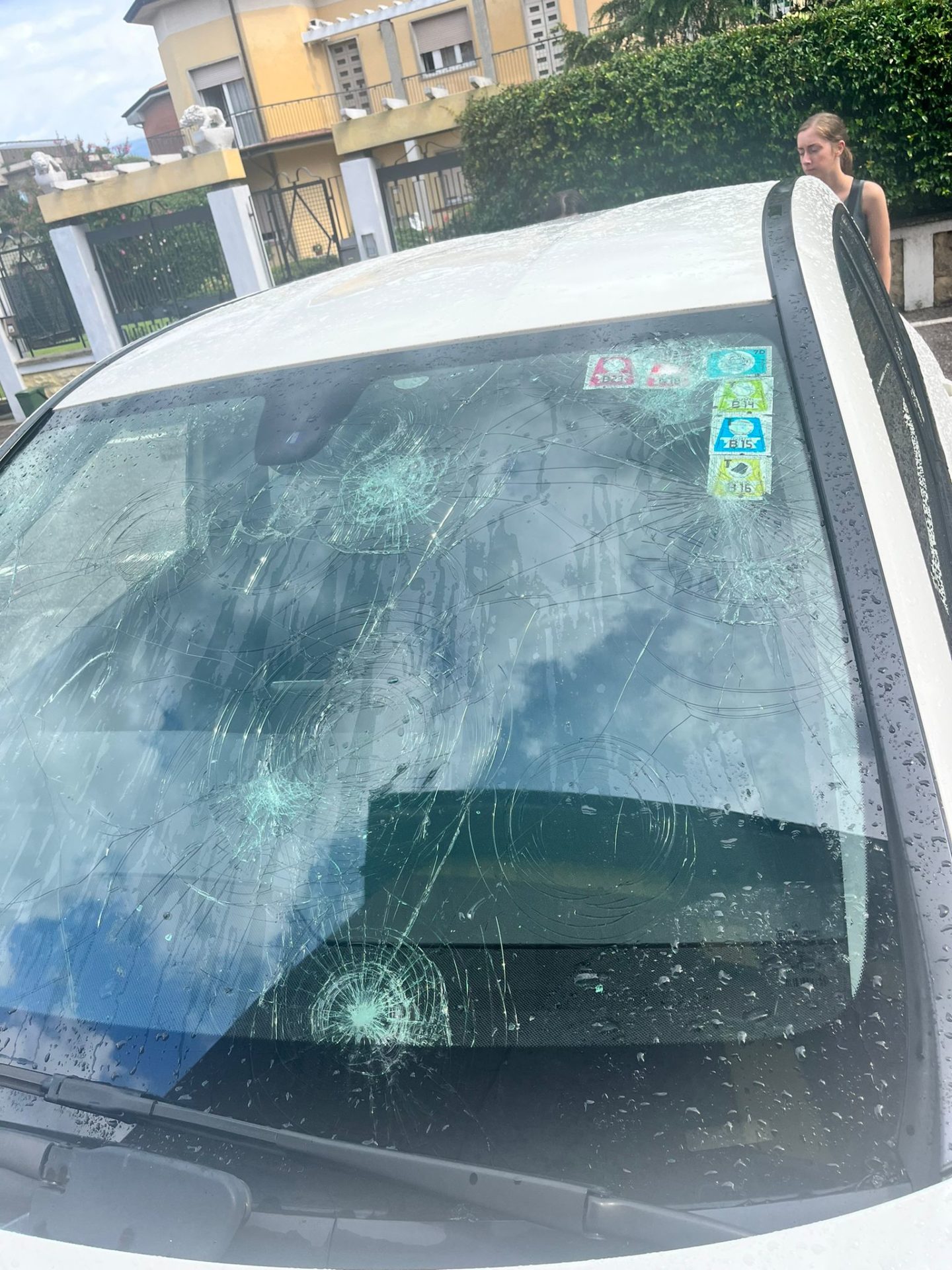 Car window from Peschiera, Lake Garda after hailstorm (Photo by Gráinne Smyth)