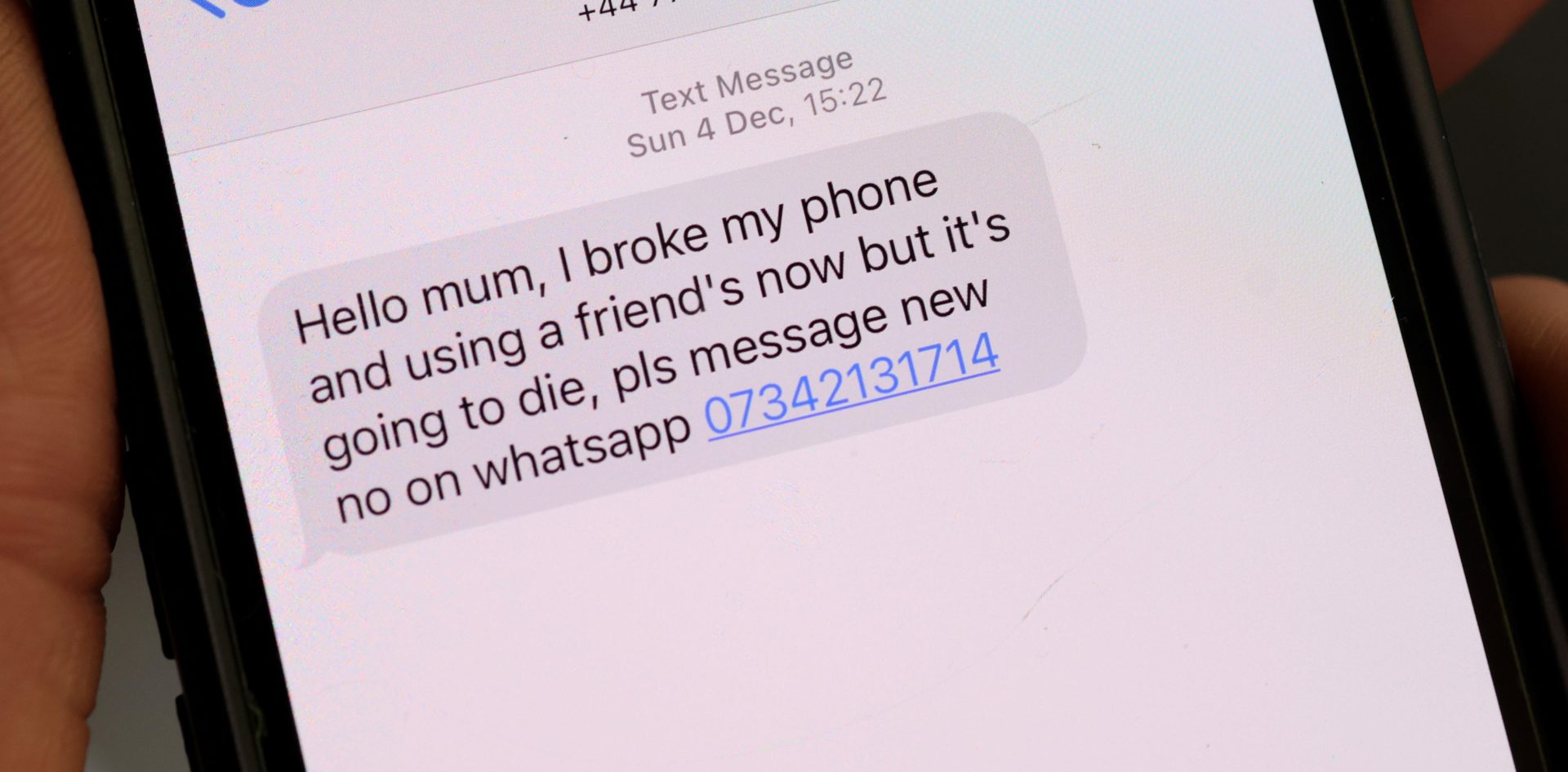Screen shot of a text message sent by a scammer.