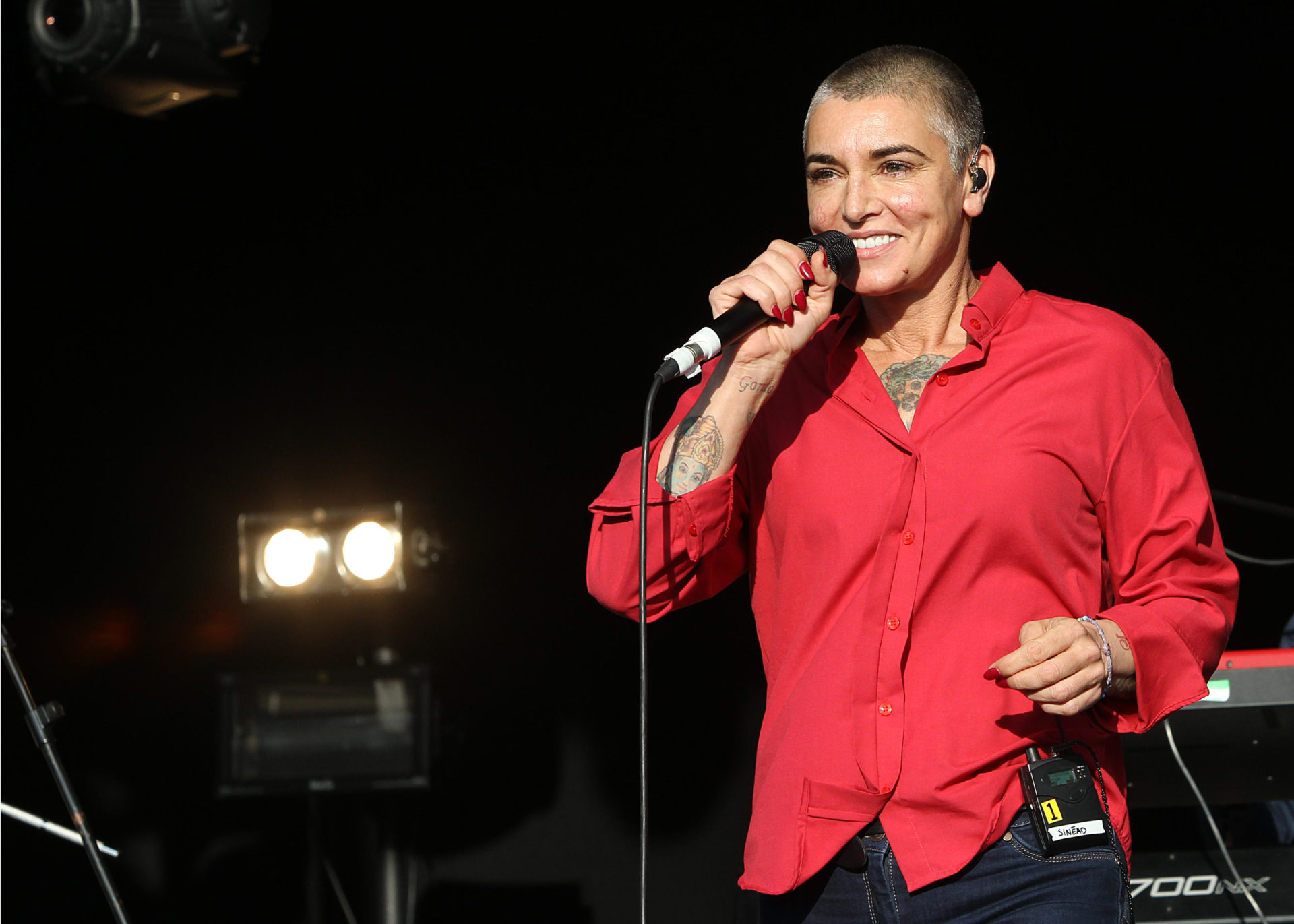 Sinéad O'Connor performing on stage in Dorset