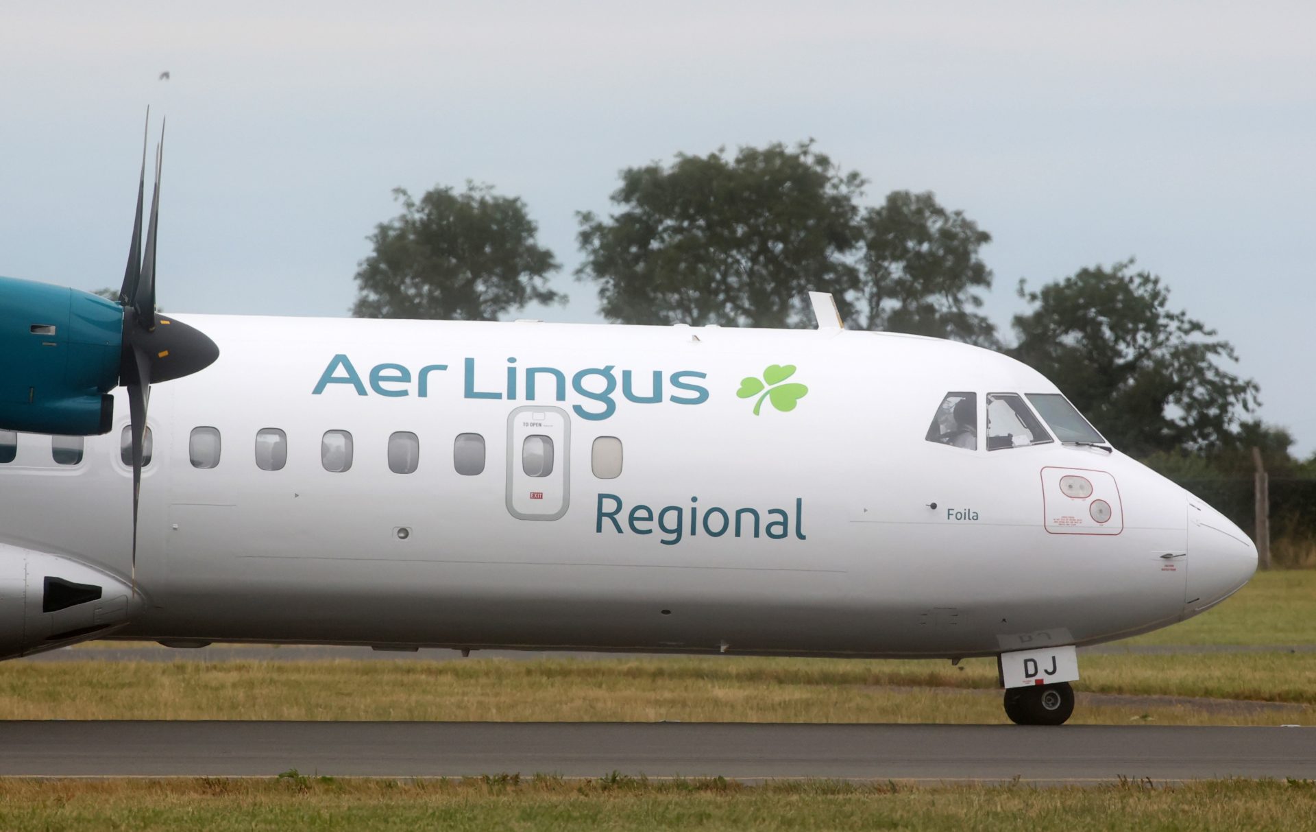 An Aer Lingus Regional aircraft departs Dublin Airport for the Isle of Man in July 2022