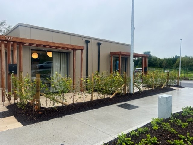 The new modular housing for Ukrainian refugees at Doorly Park in Sligo. Image: Claire Ronan/Ocean FM 