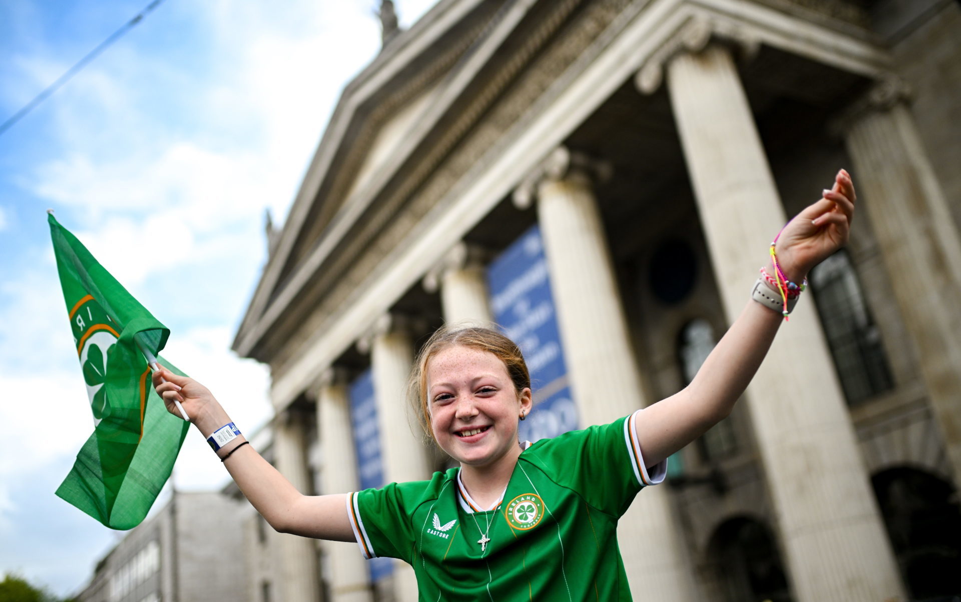 Supporter Maddison McKenzie from Dublin during a Republic of Ireland homecoming event on O'Connell Street in Dublin following the FIFA Women's World Cup 2023