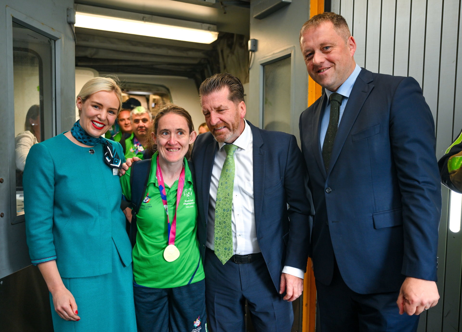 Jenna Carty greeted by Matt English, CEO of Special Olympics Ireland 