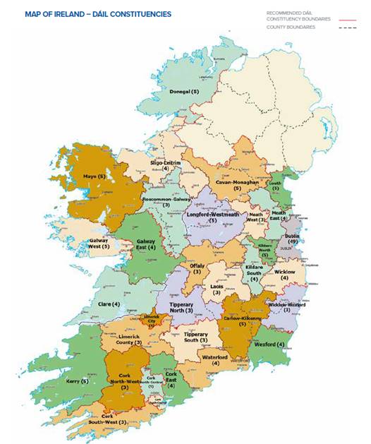 New Dáil constituency boundaries. 