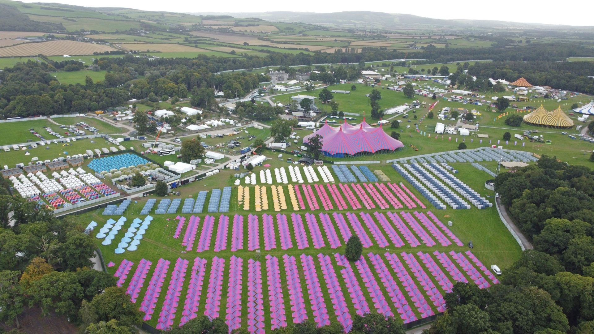 An aerial view of the Electric Picnic festival site at Stradbally, County Laois in August 2023