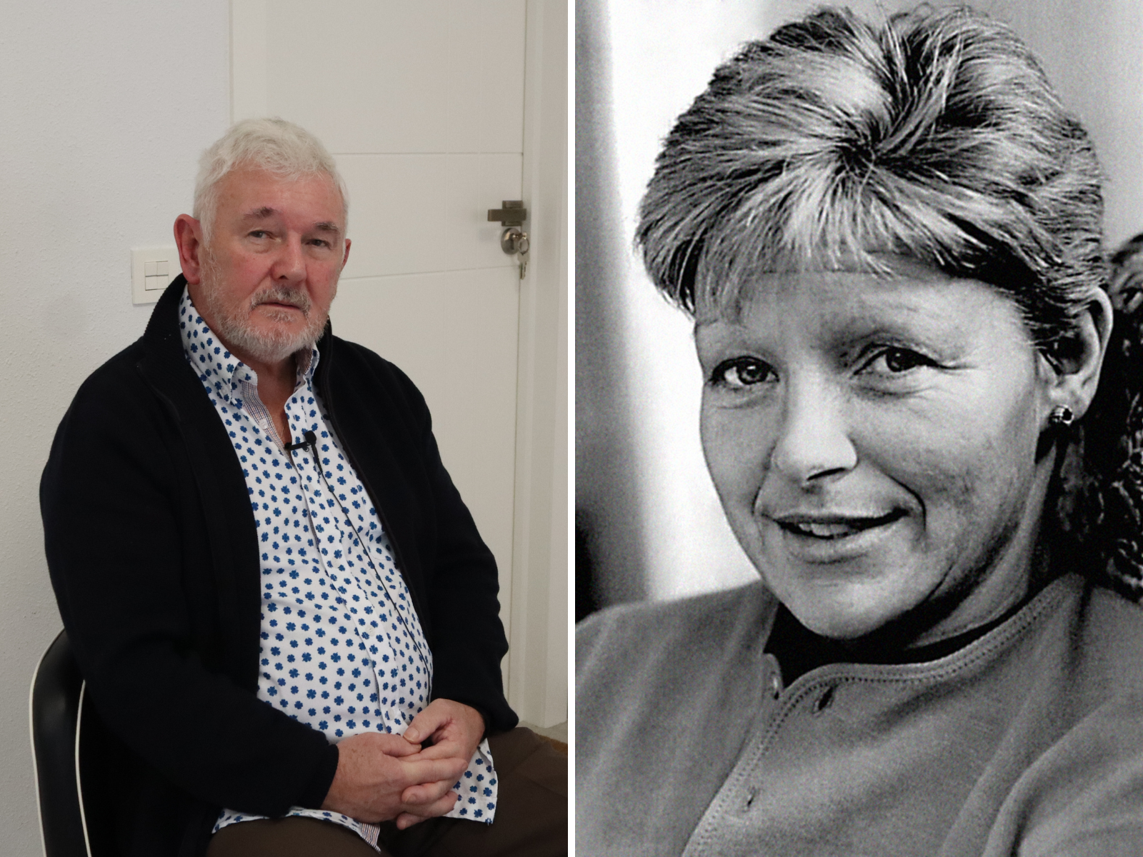 A split-screen showing John Gilligan (Image: Virgin Media) and Veronica Guerin.