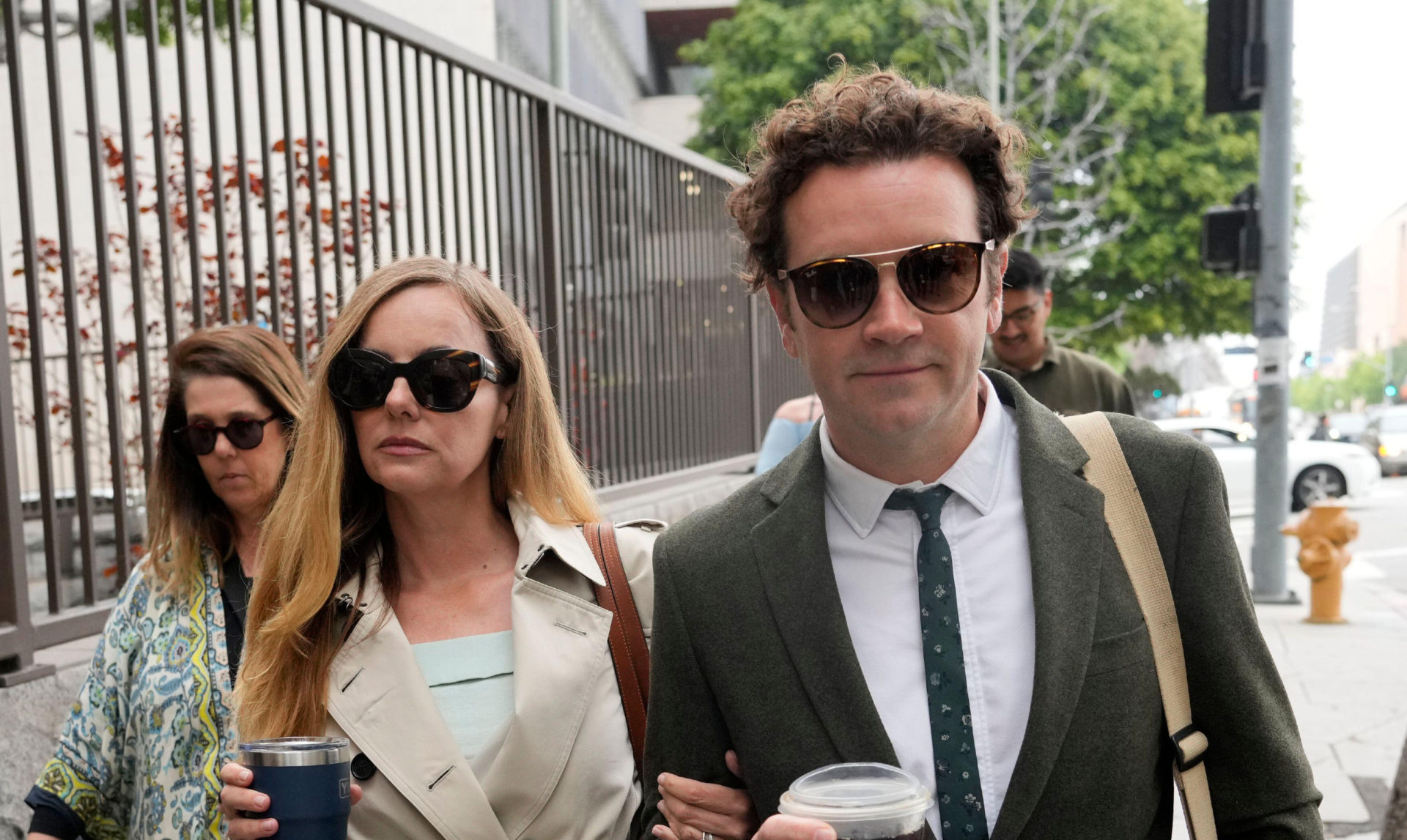 Danny Masterson and his wife Bijou Phillips arrive for closing arguments in his second trial in Los Angeles