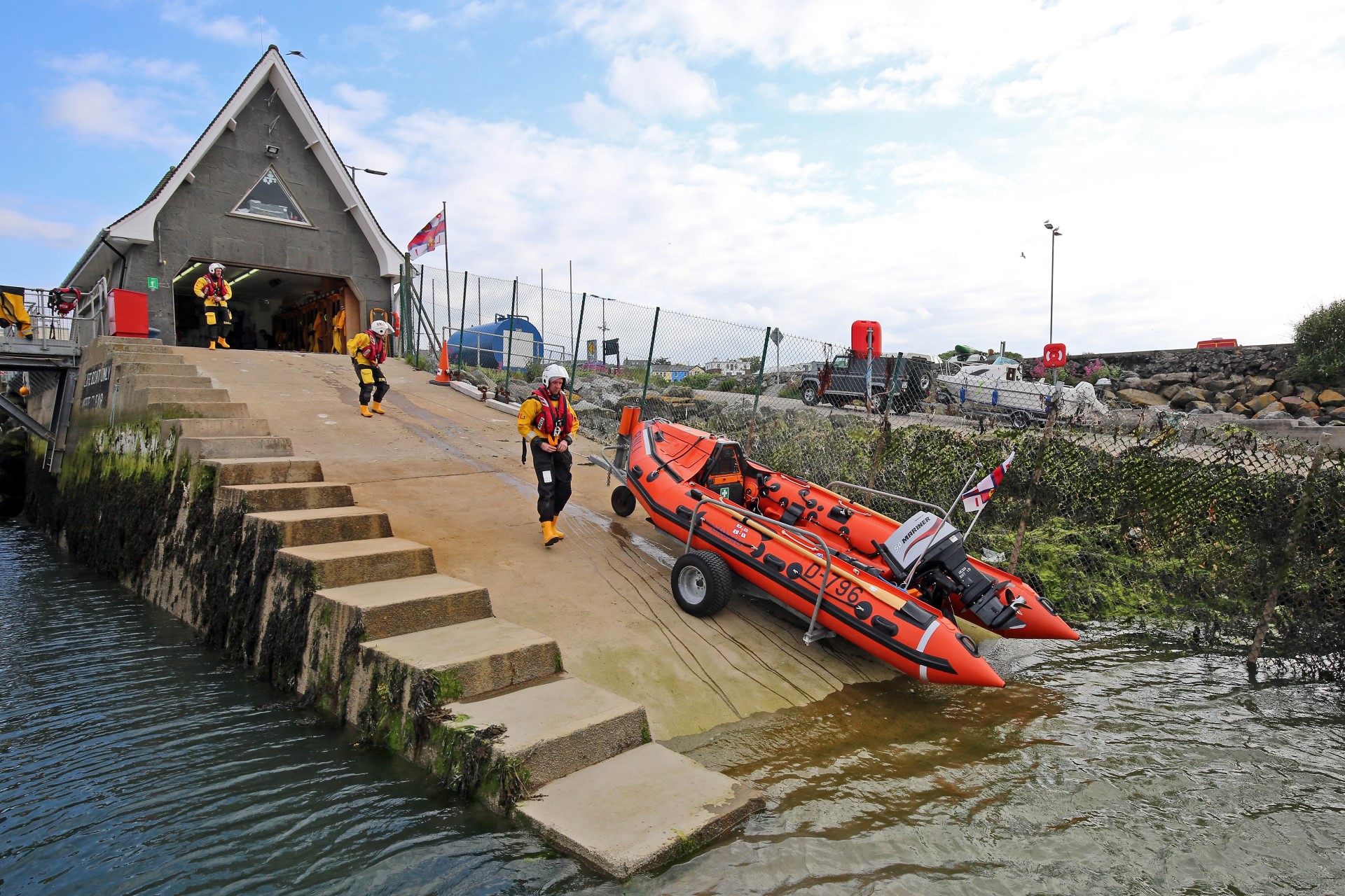 Stock photo of Howth Inshore Lifeboat launching