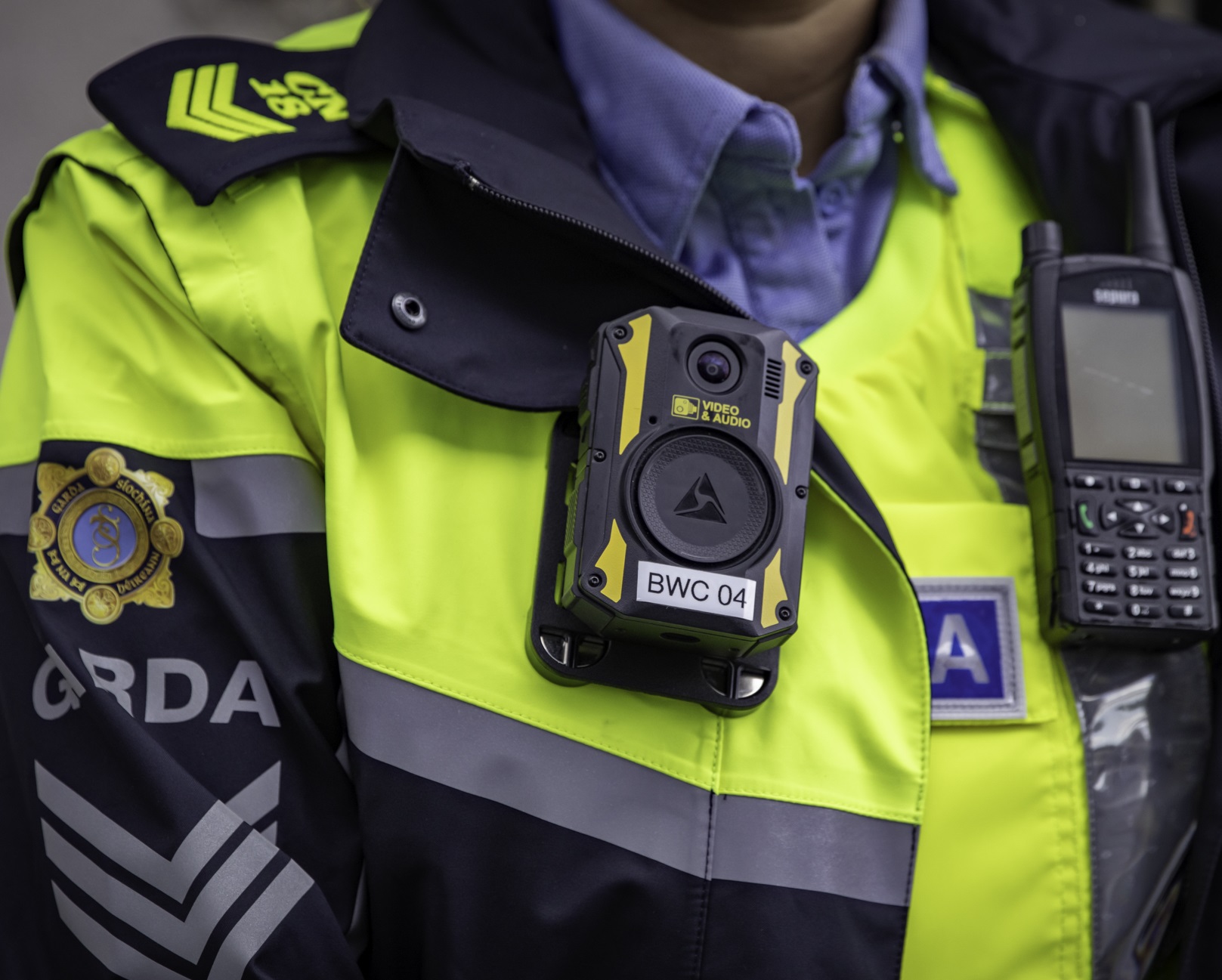 Garda officers wearing Body Worn Cameras.