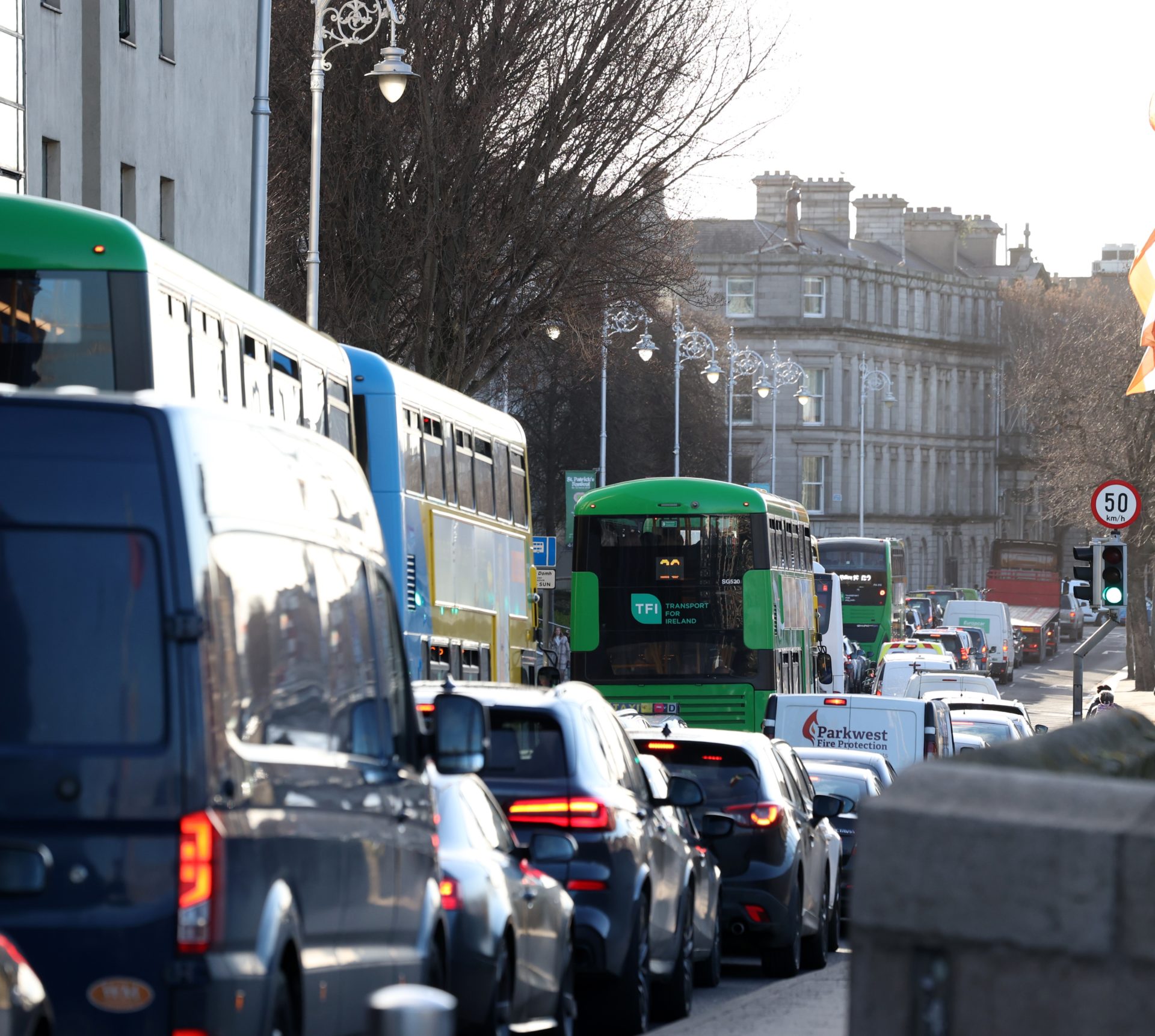 Severe traffic delays on the South Quays in Dublin city centre in March 2023.