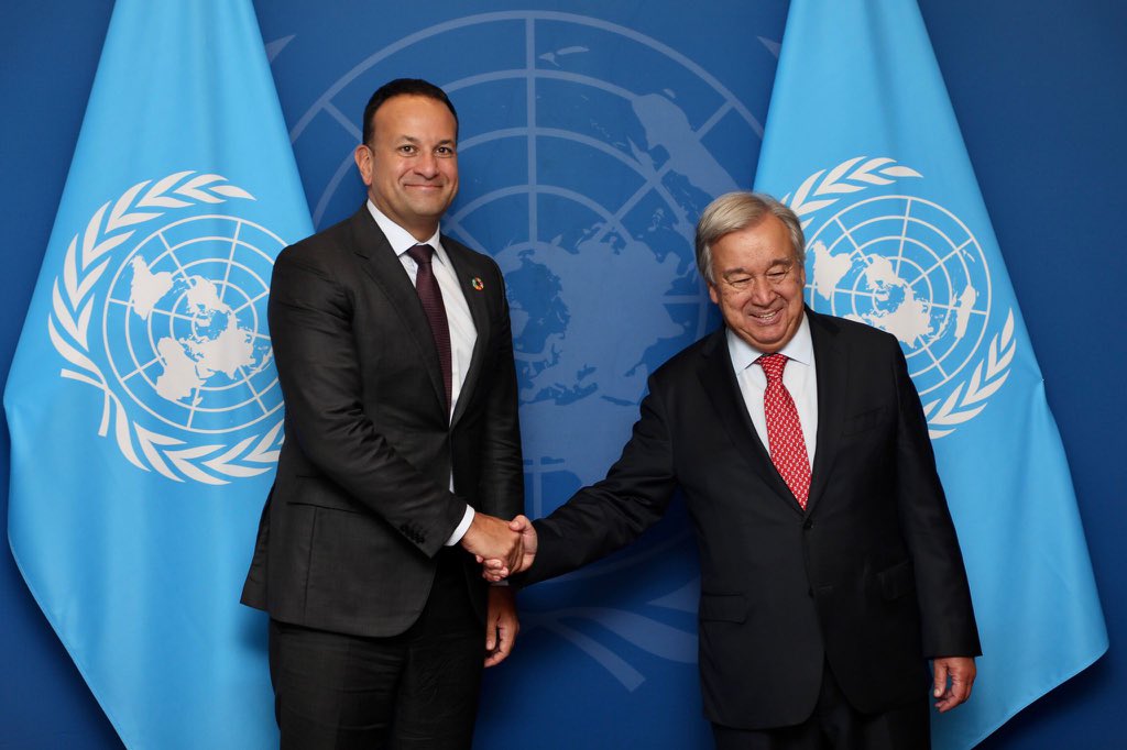 Taoiseach Leo Varadkar with UN Secretary-General António Guterres in New York City