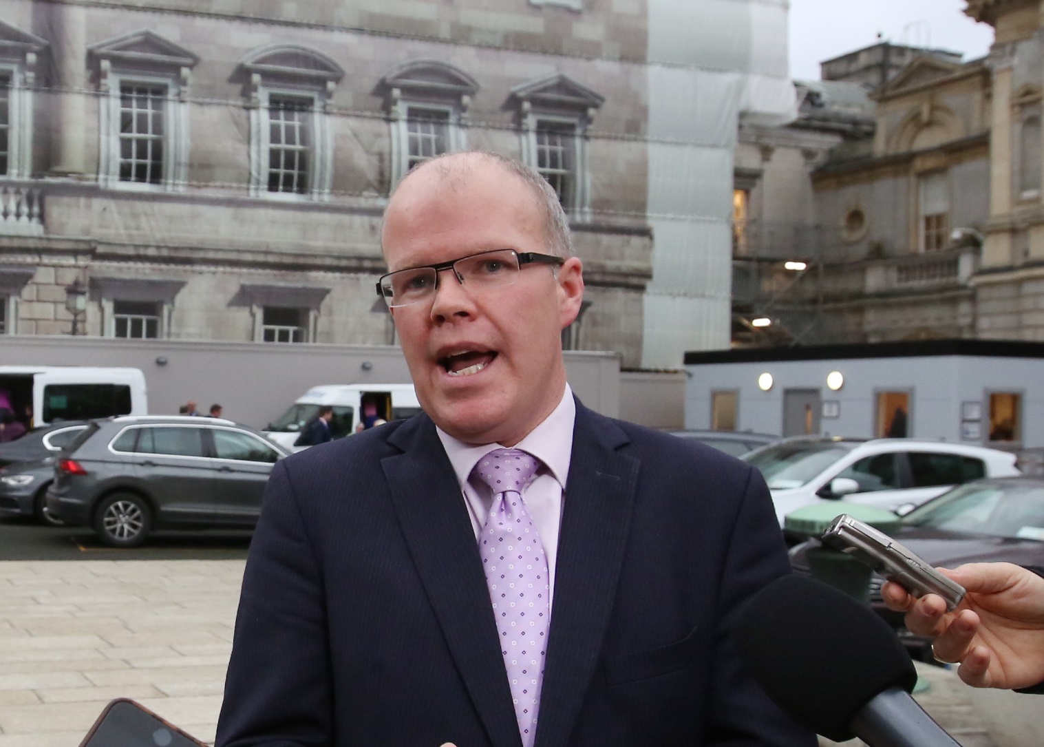 Peadar Toibin addressing the media outside Leinster House in November 2018.