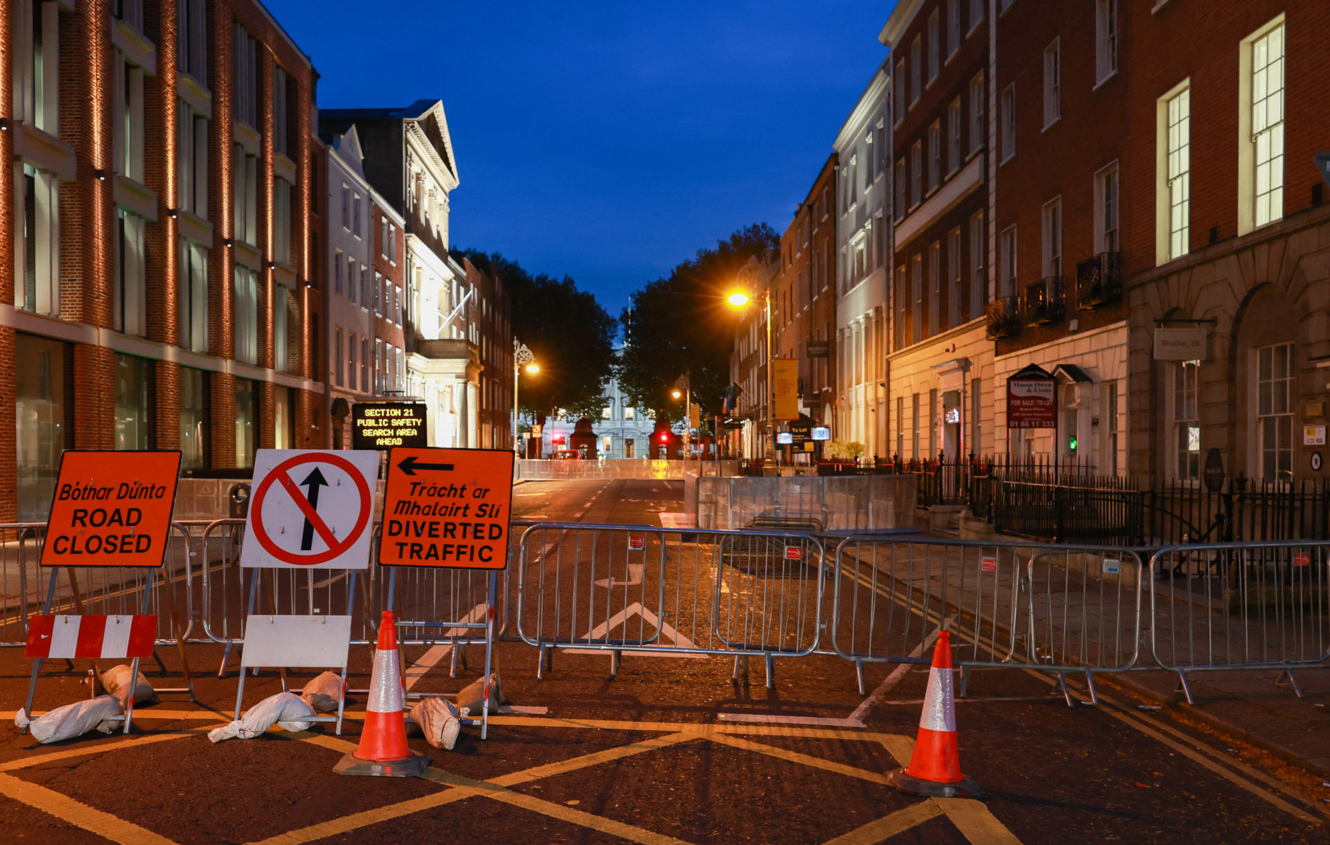 A Garda barrier near Leinster House ahead of the Budget 2024 announcement