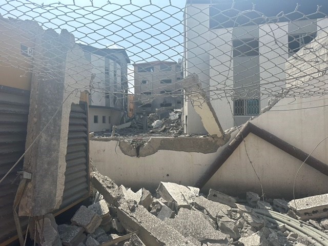  Damage to the UNRWA compound in Gaza is seen on October 13th 2023. 