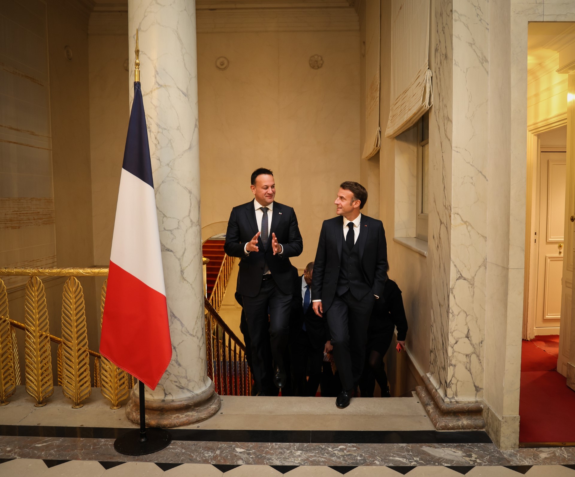 Taoiseach Leo Varadkar and French President Emmanuel Macron at the Élysée Palace in Paris, France on Sunday October 15th 2023