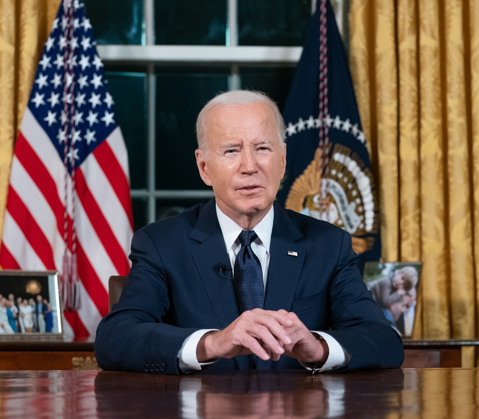 US President Joe Biden addressing the country from the Oval Office in The White House on the Middle East and Ukraine, 19-10-23