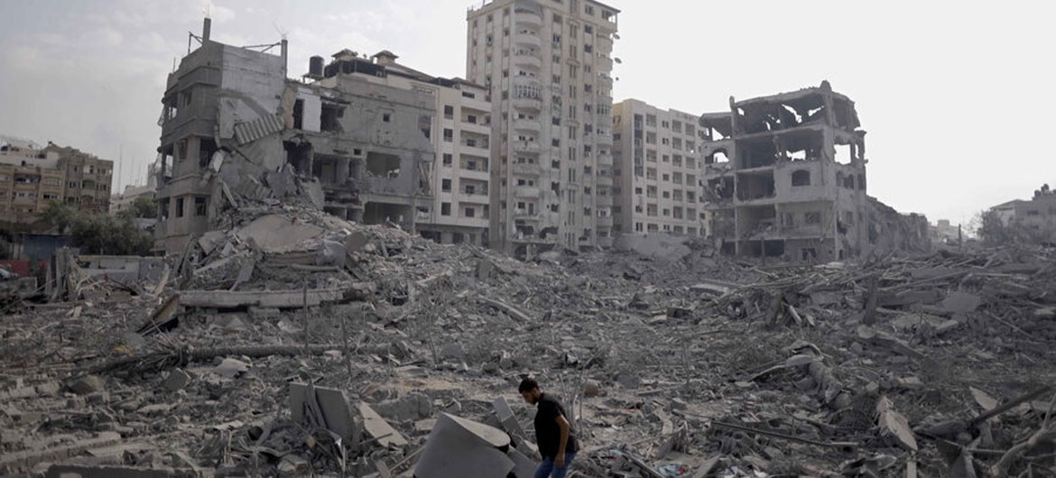 Destroyed buildings in Abu Al-Kass, Gaza on October 25th 2023.