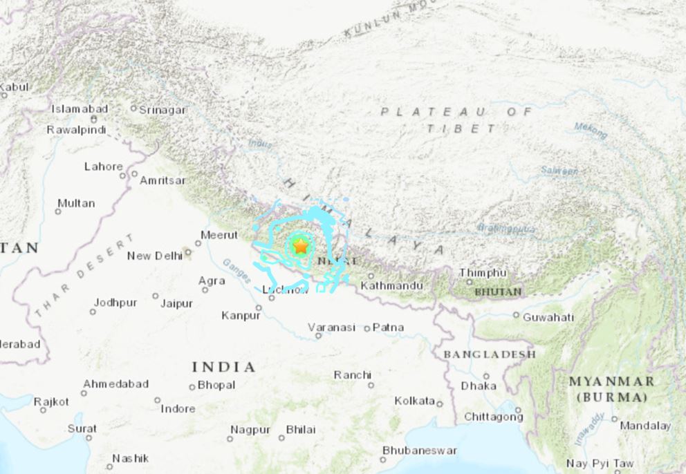 The location of the earthquake