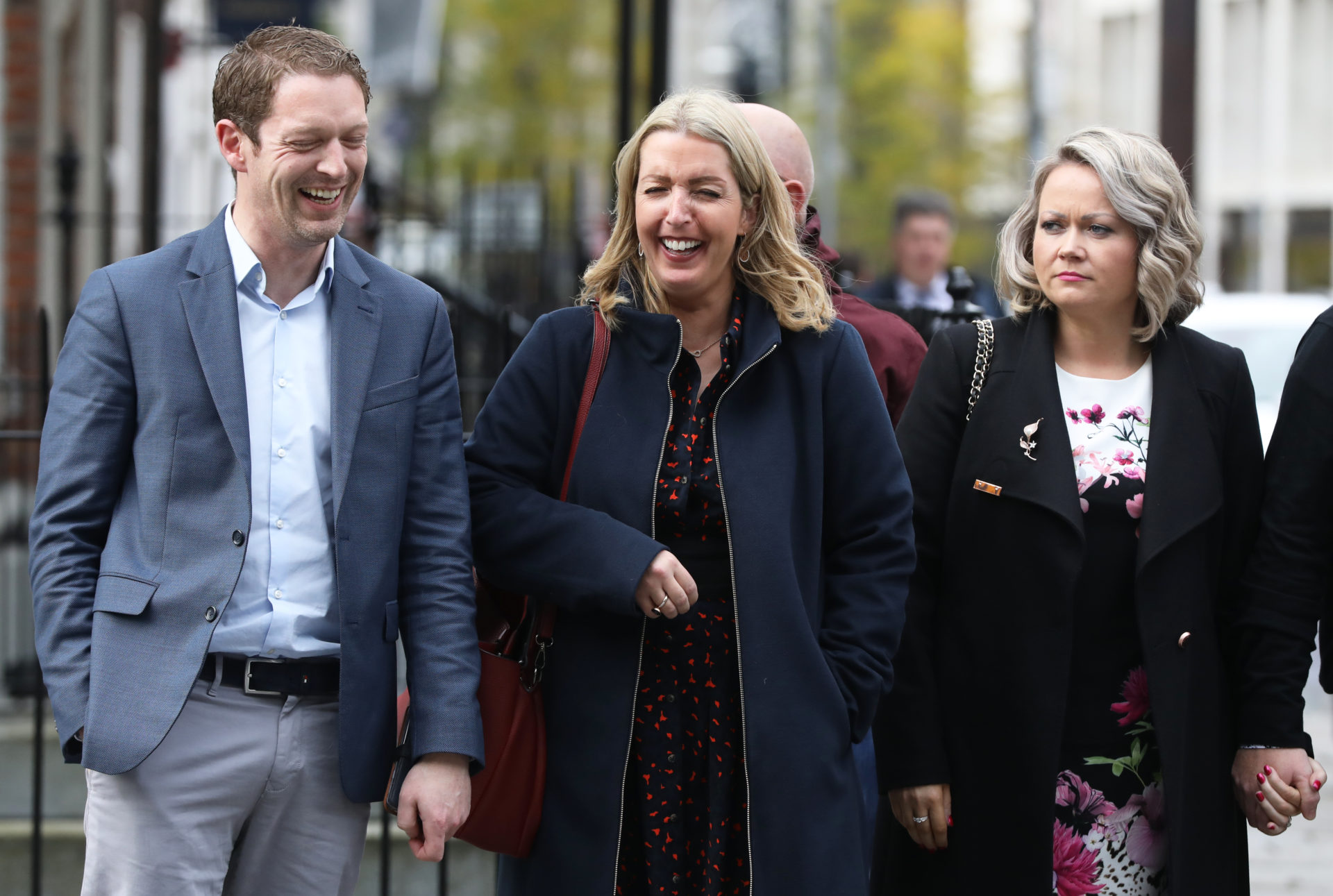 Stephen Teap, Vicky Phelan and Lorraine Walsh on their way into the Dáil to hear the Taoiseach apologise to the victims of the CervicalCheck scandal