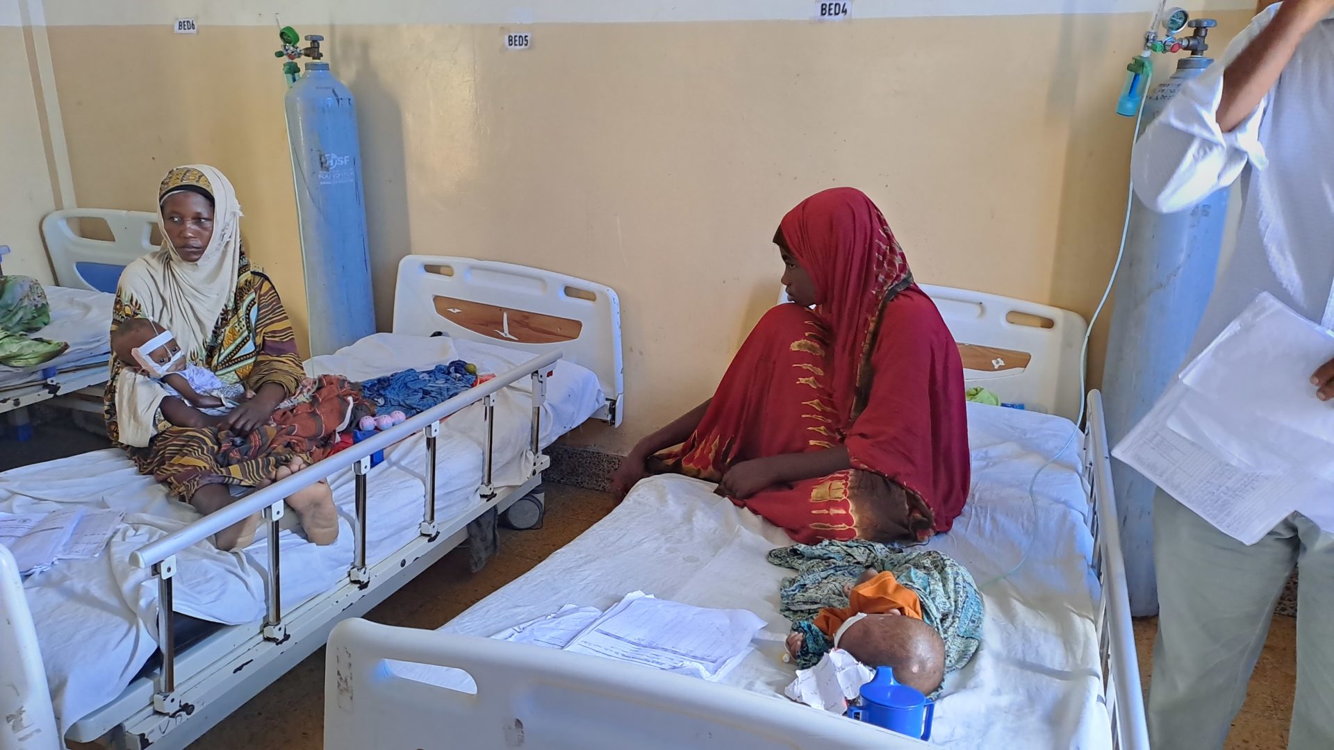 Mothers with their children at at Banadir Hospital in Mogadishu, Somalia