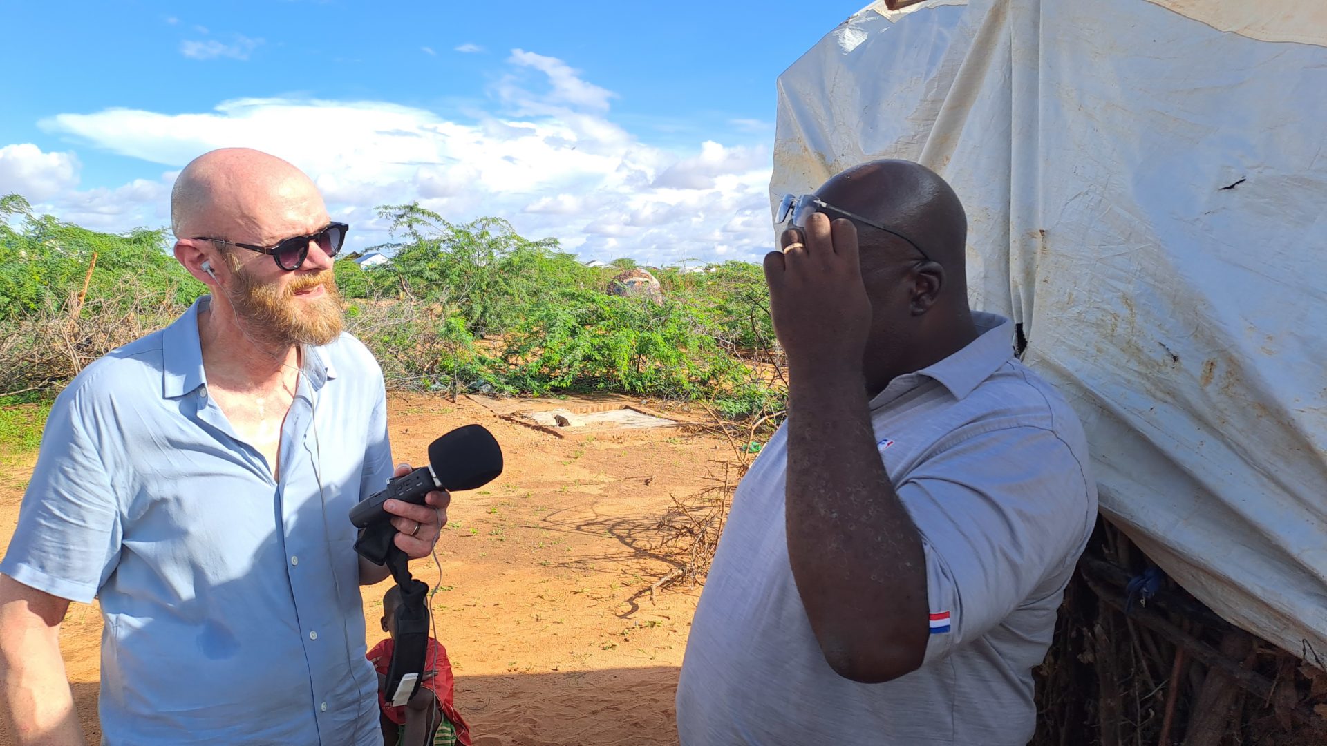 Sean Moncrieff at a camp for Internally Displaced People in Dolo, Somalia