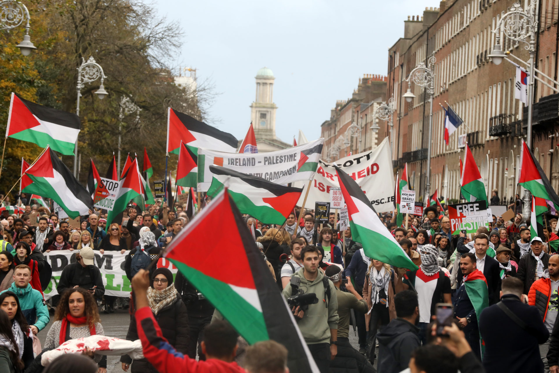 Demonstrations, such as this one in Dublin's Merrion Square on 18-11-23, have been taking place around the world in support of Palestine.