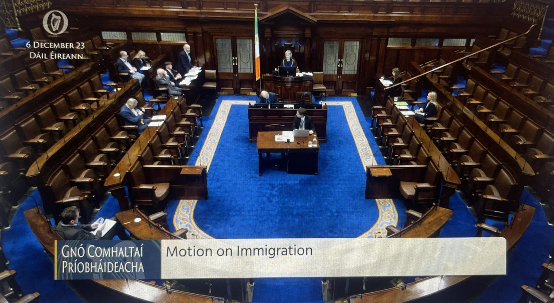 A view of the Dáil chamber during a debate on immigration, 6-12-23