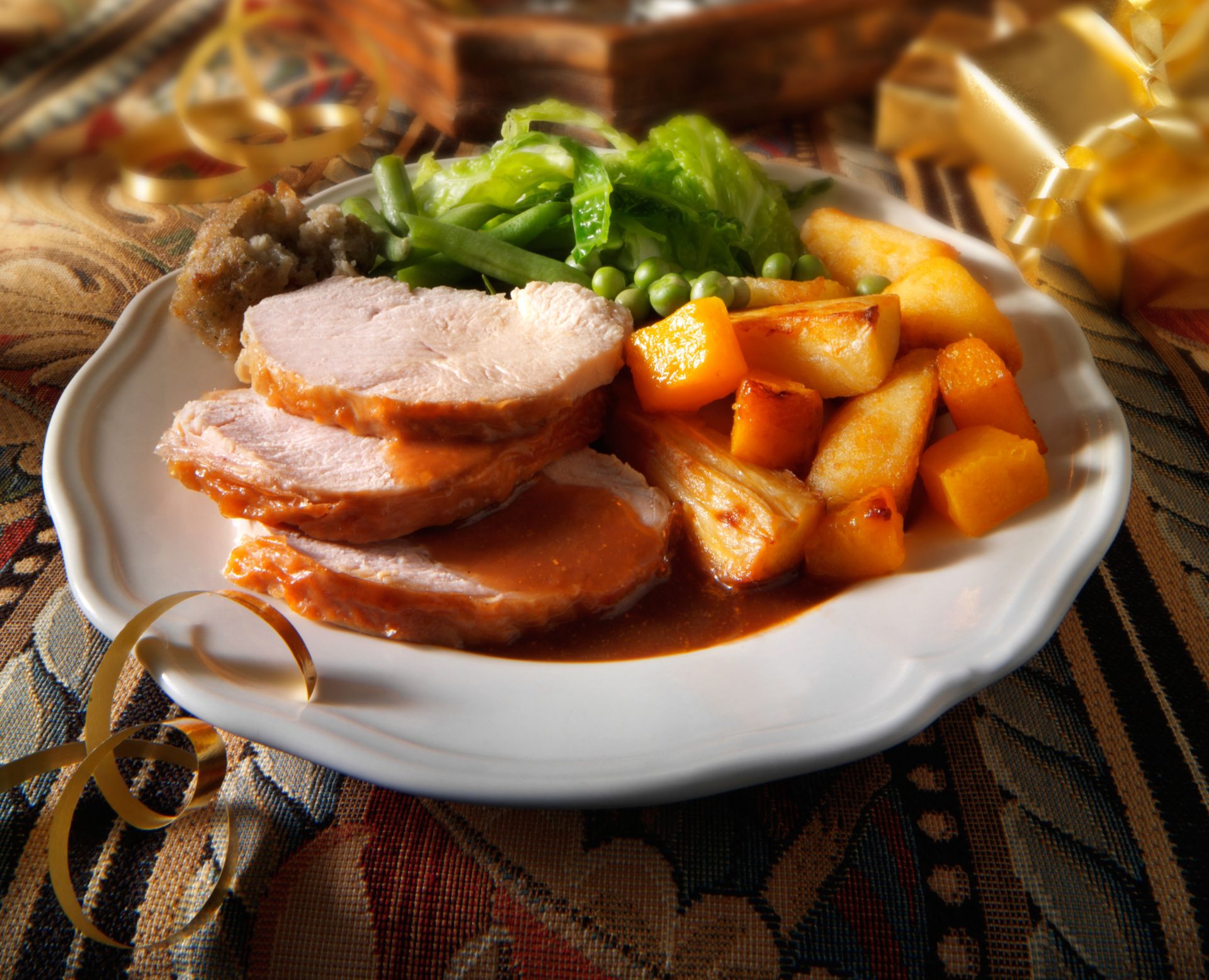 A traditional roast turkey Christmas dinner, 8-5-19
