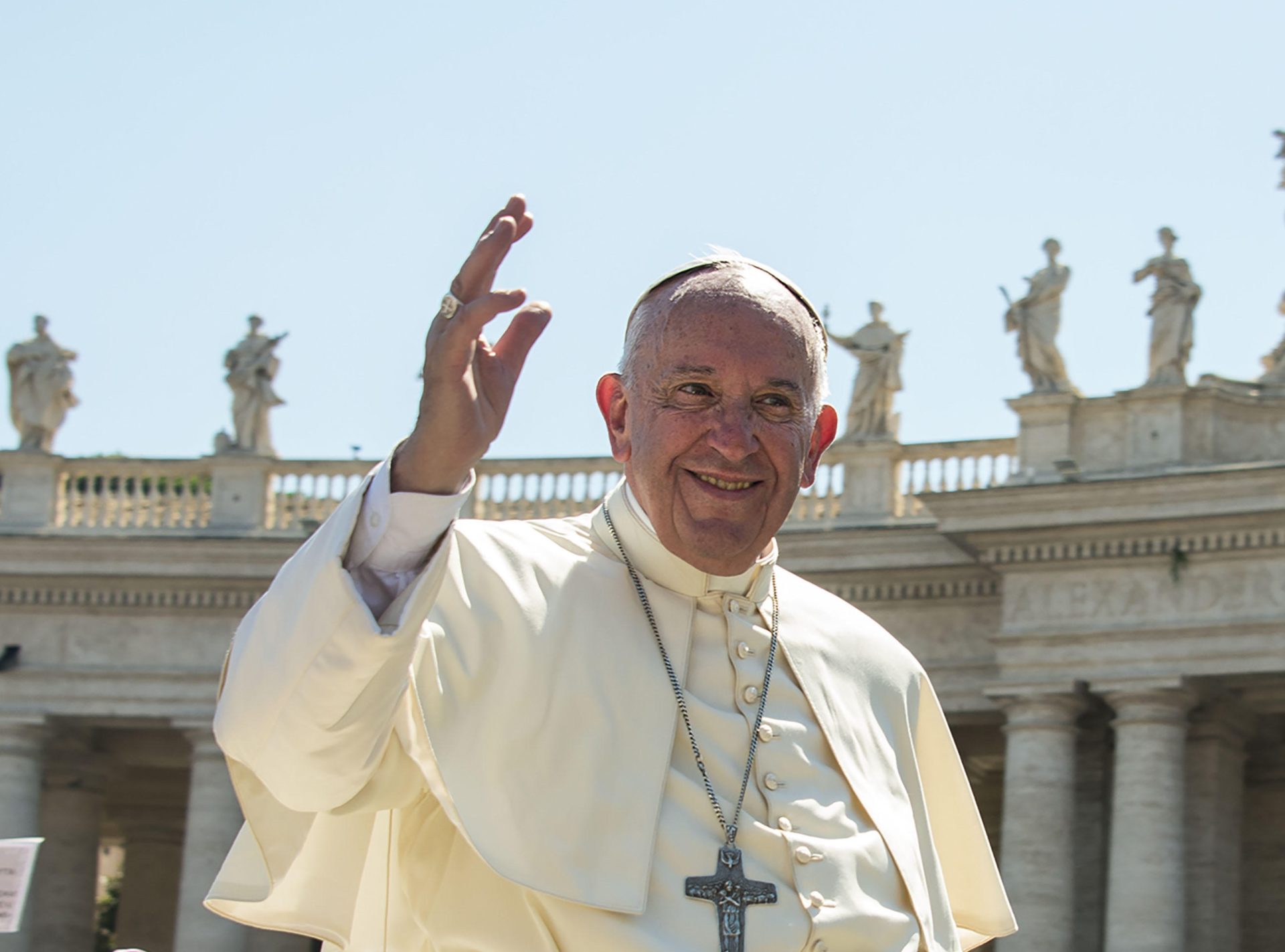 Pope Francis blesses crowds in The Vatican, 4-9-16.