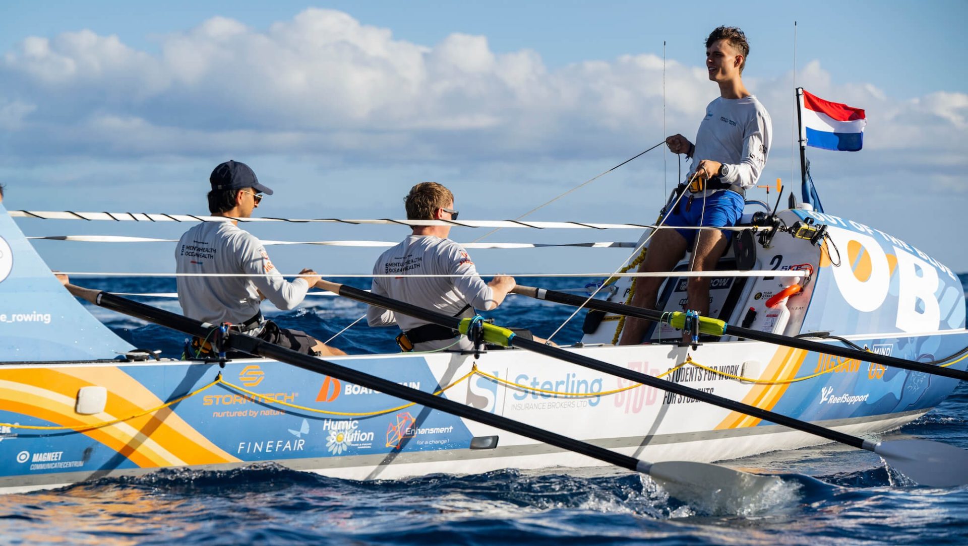 Team 'Out Of The Blue' rowing on the Atlantic