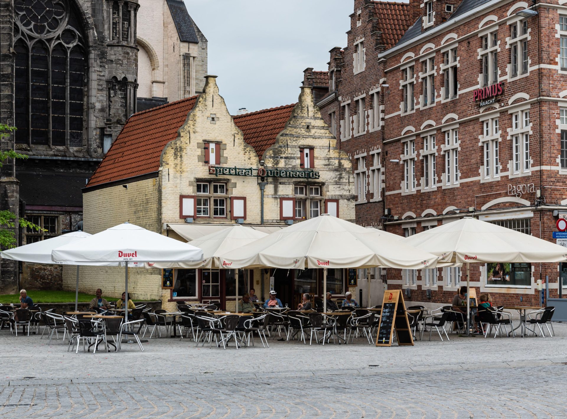 Terraces at the Old Market Square in Oudenaarde, Belgium, 07-11-21