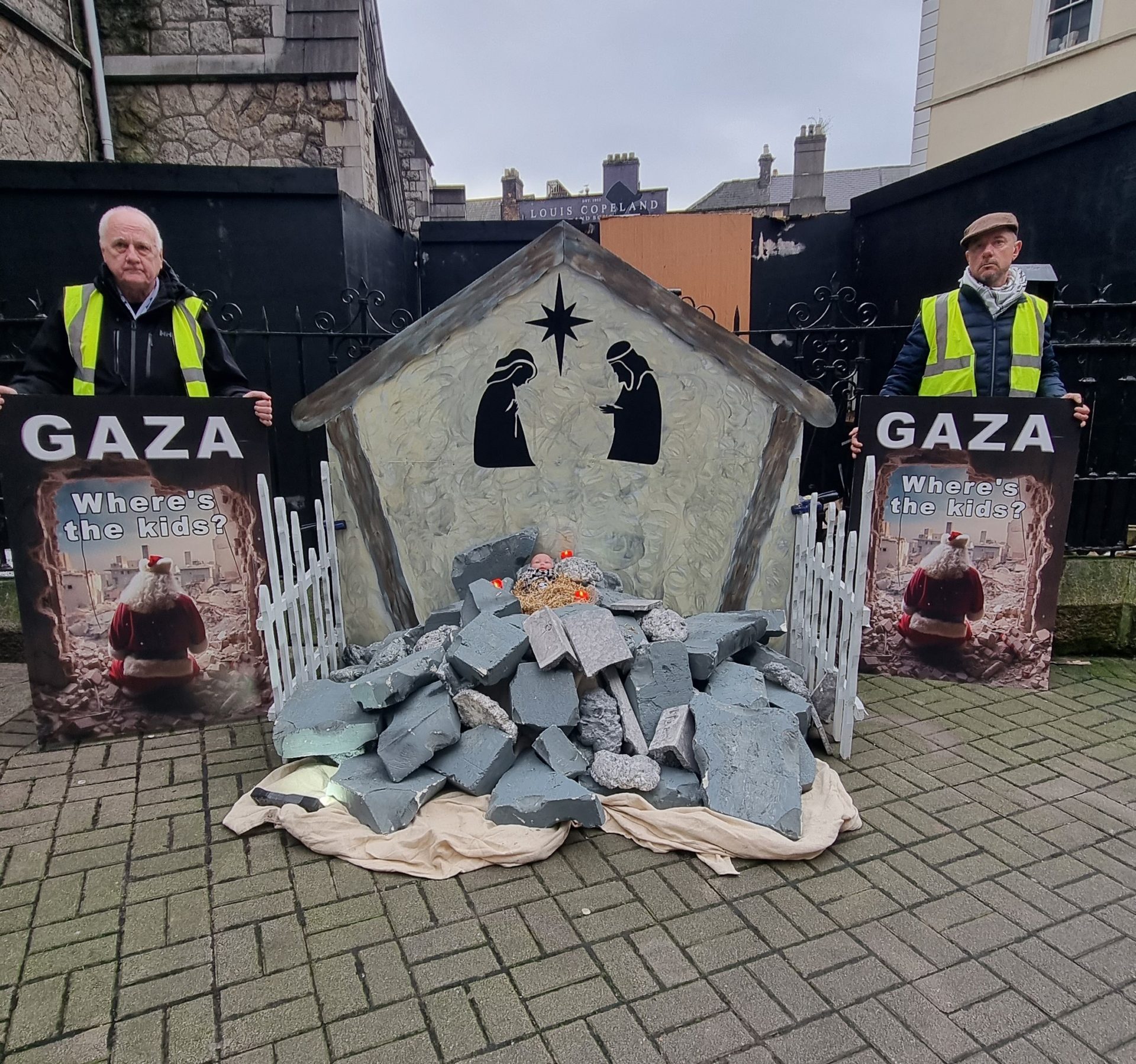 The nativity scene organised by the Ireland Palestine Solidarity Campaign in Dublin, 23/12/2023. Image: Sheila Naughton/Newstalk