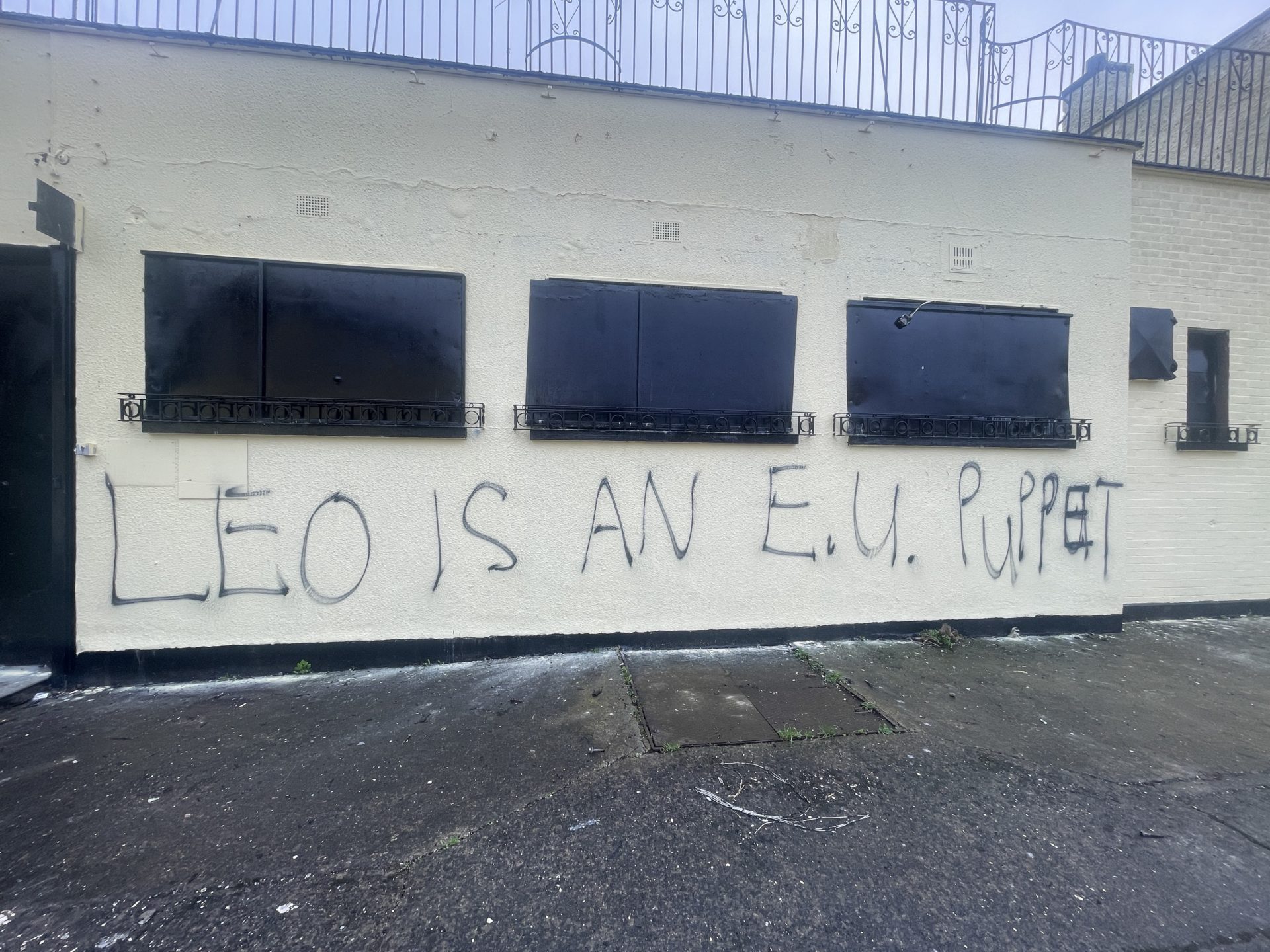 Graffiti on a wall opposite the Blackhorse Luas stop in Dublin, 3-1-24. 