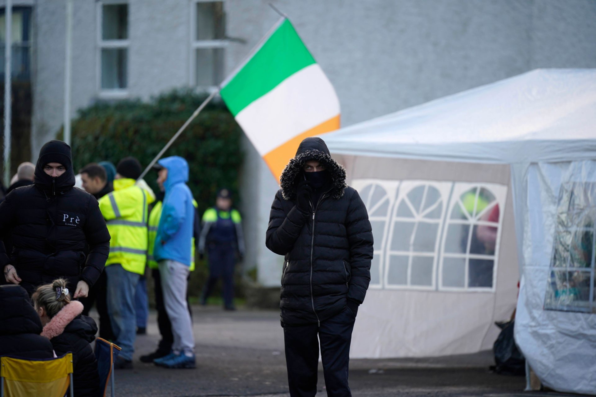 Asylum seeker protesters at the Racket Hall hotel in Roscrea, Co Tipperary