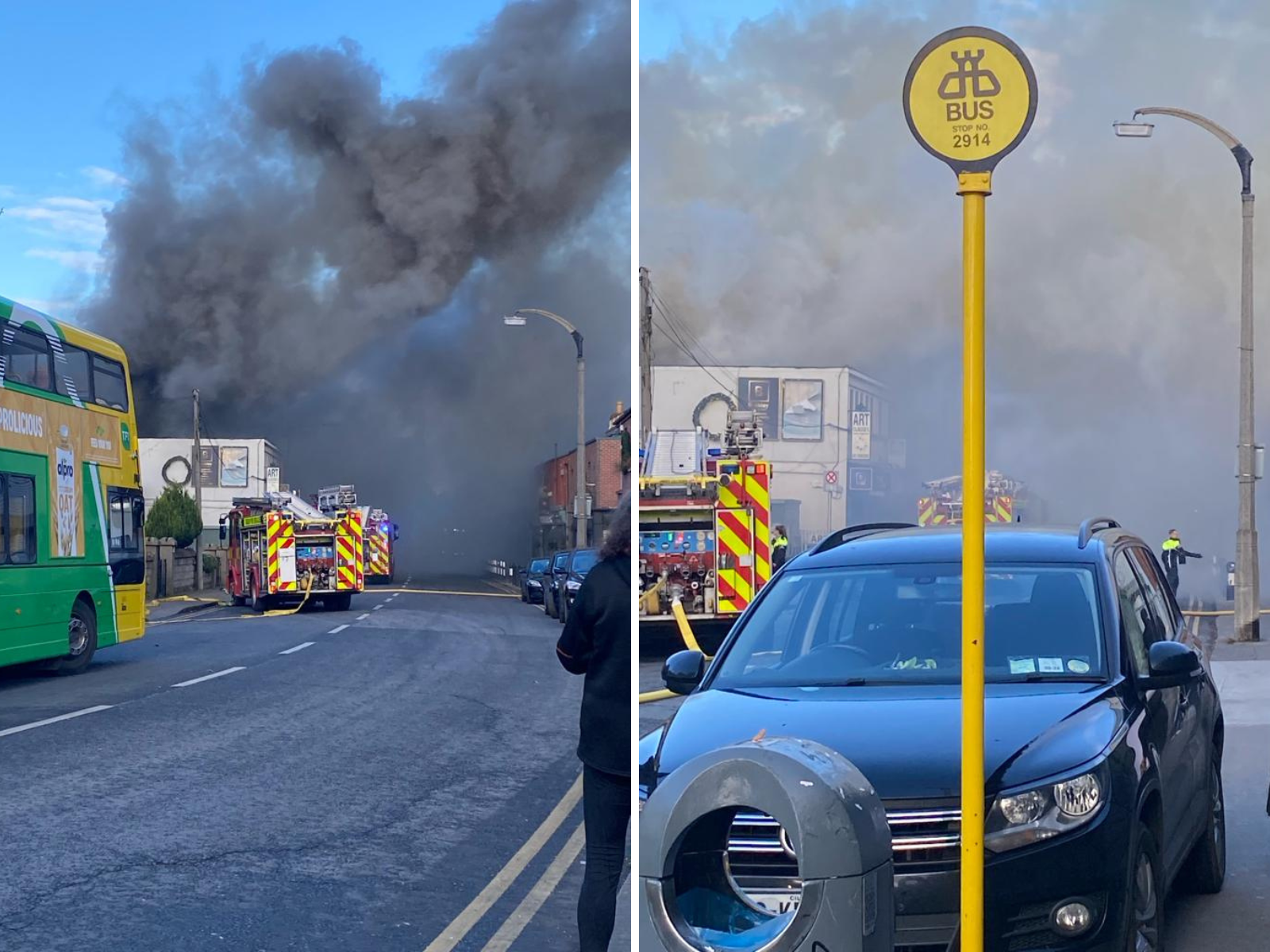 Emergency services at the scene of a major fire in Rathgar in Dublin