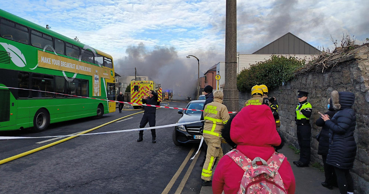 Gardaí and the Dublin Fire Brigade at the scene of a fire in Rathgar in Dublin.
