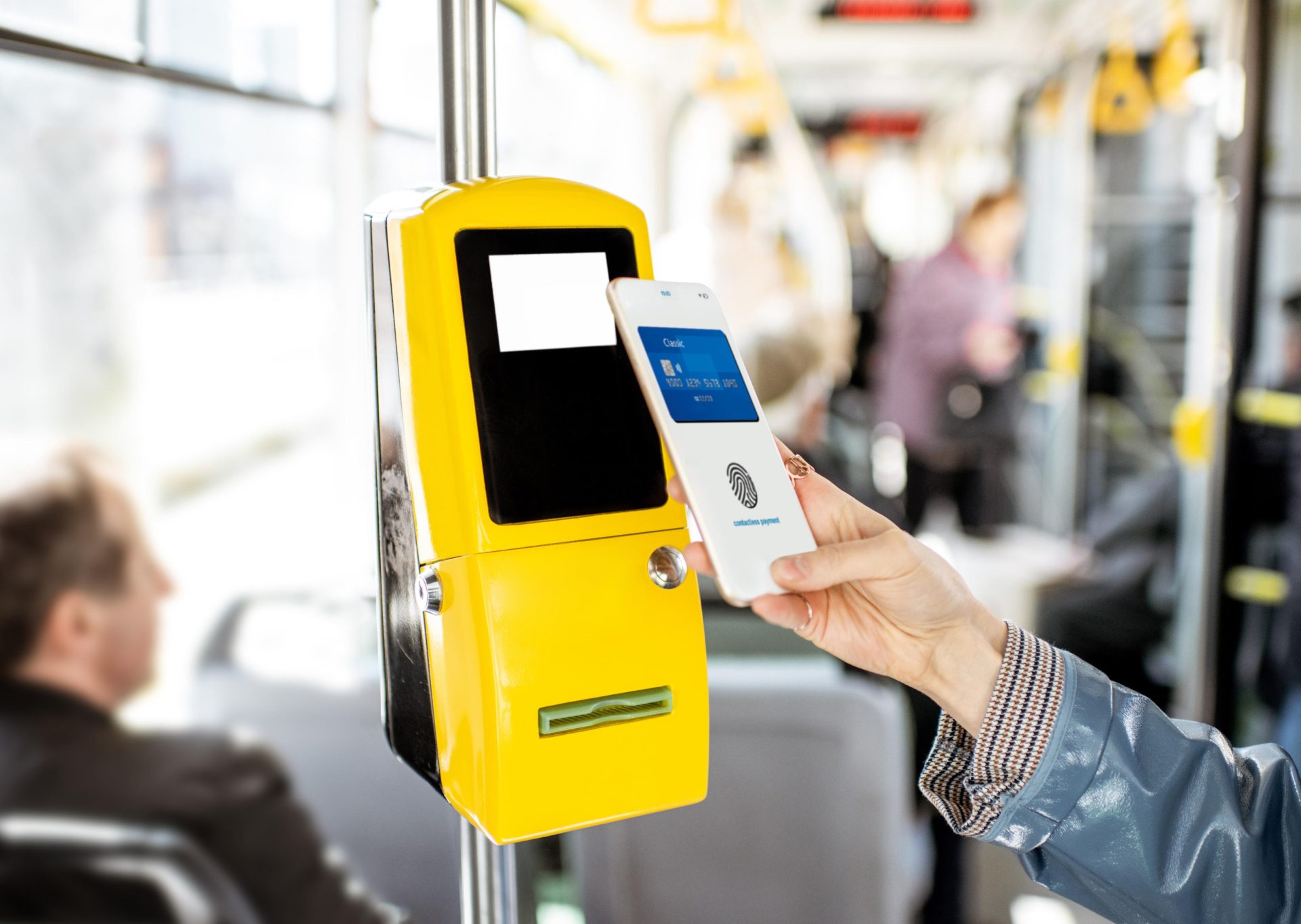 Paying by contactless with a smartphone for public transport, 10-5-19.