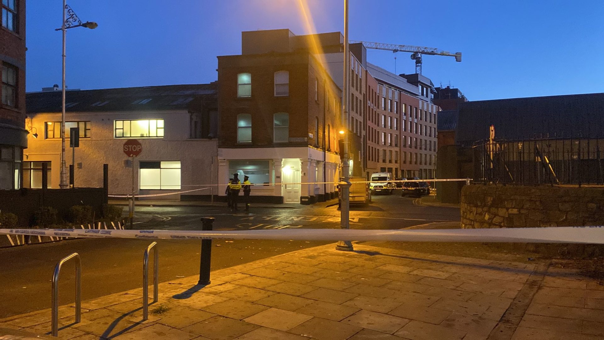 Gardaí at the scene of the explosion on Little Britain Street.