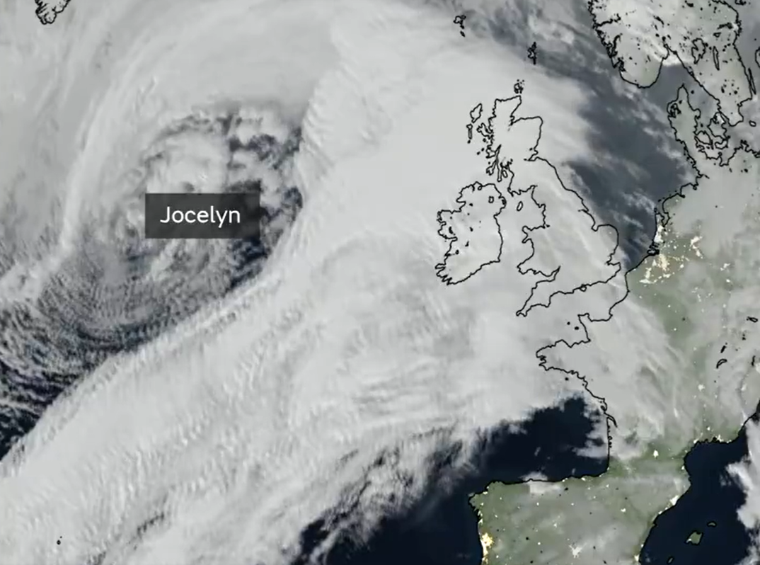 Storm Jocelyn tracks off Ireland's west coast.
