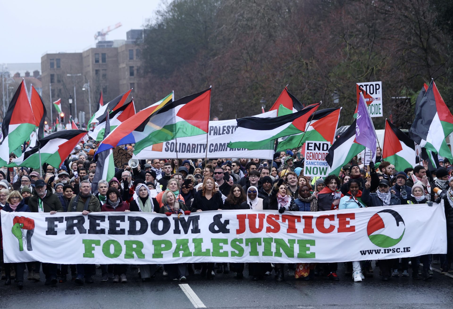 A demonstration for Palestine at St Stephen's Green in Dublin, 13-1-24.