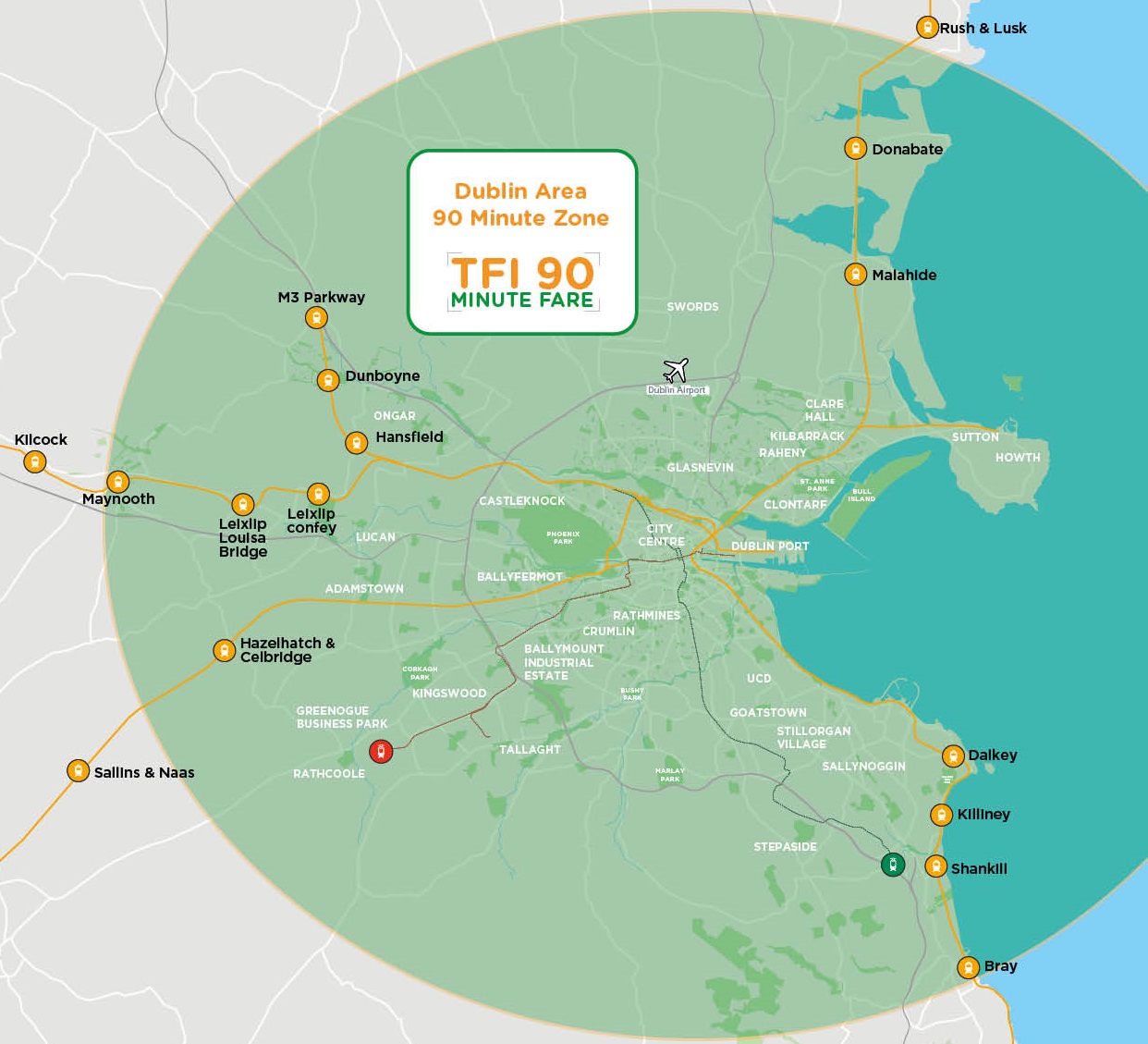 The 90-minute fare zone in Dublin city