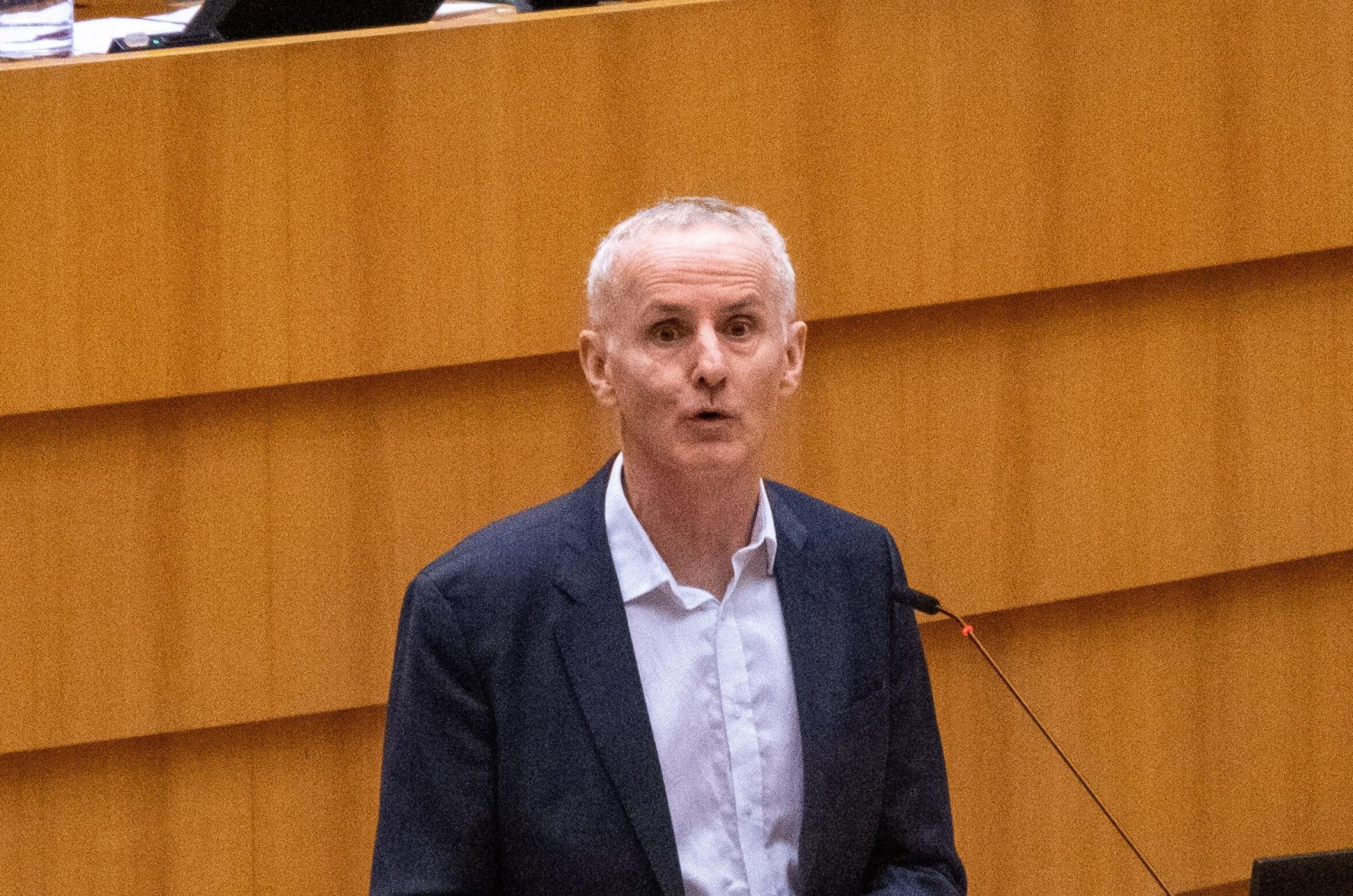 Green Party MEP Ciarán Cuffe at a plenary session of the European Parliament in Brussels, 11-3-21.