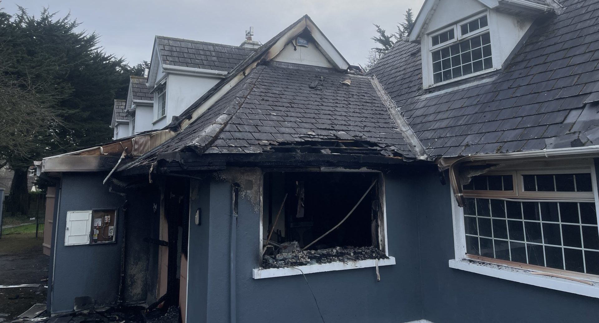 Property after suspected arson attack in Kildare.