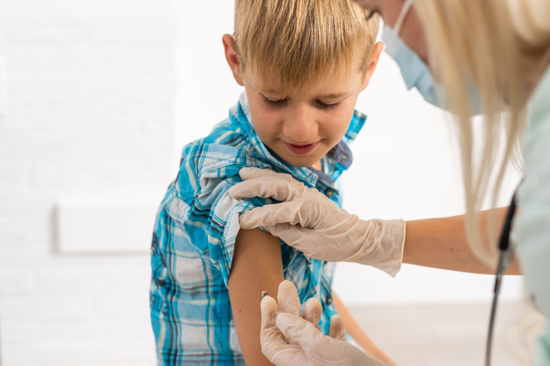 A child gets a vaccine.
