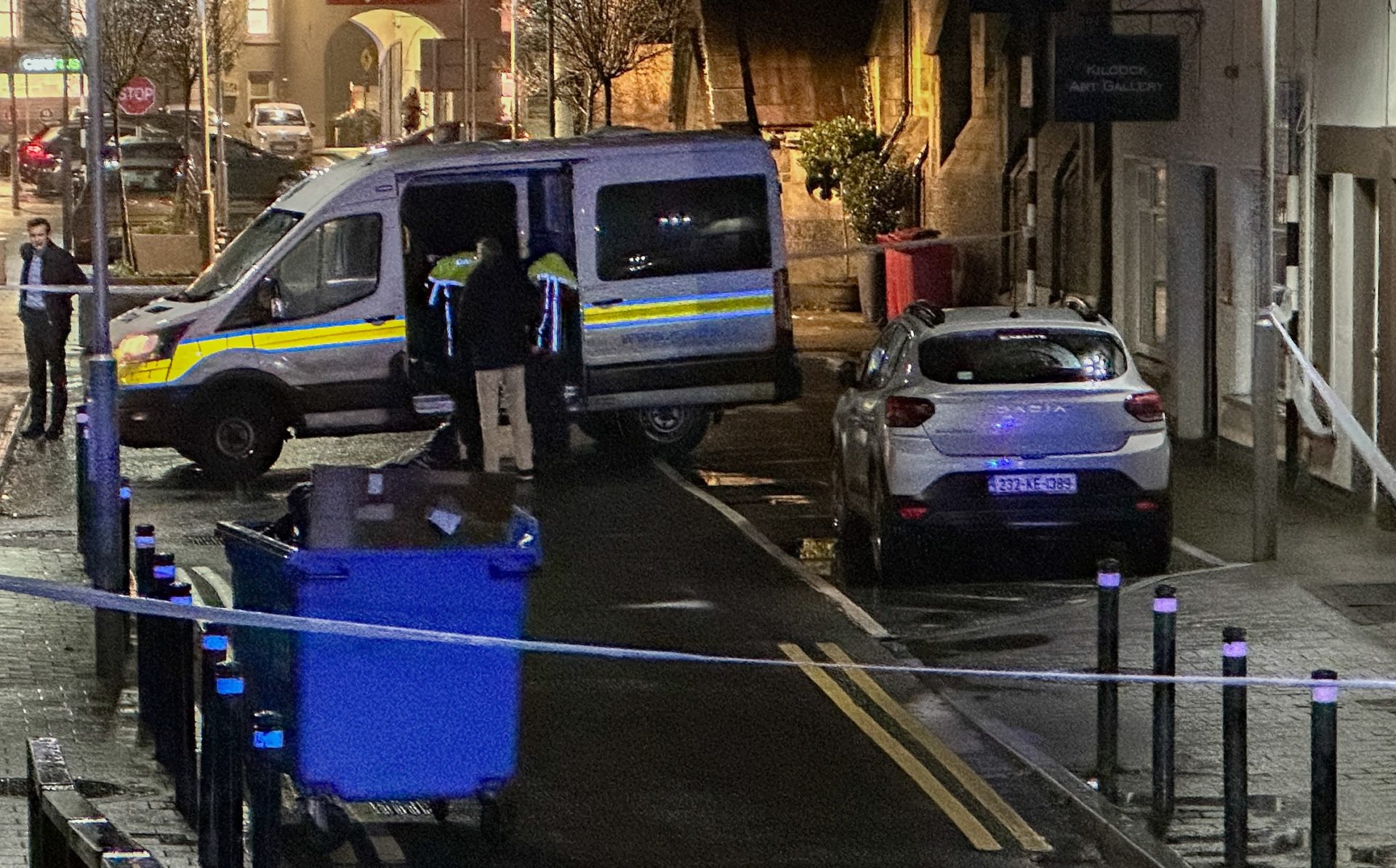 Gardaí at the scene of a fatal incident on School Street, Kilcock in County Kildare, 8-2-24.