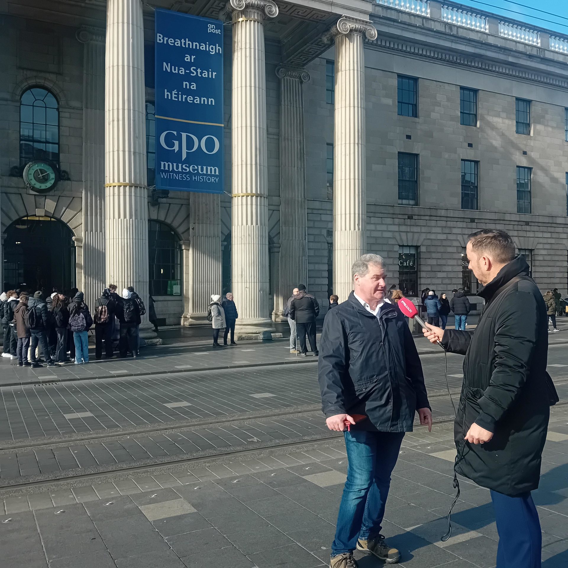 Newstalk Breakfast presenter Shane Coleman talking to Dublin Town CEO Richard Guiney
