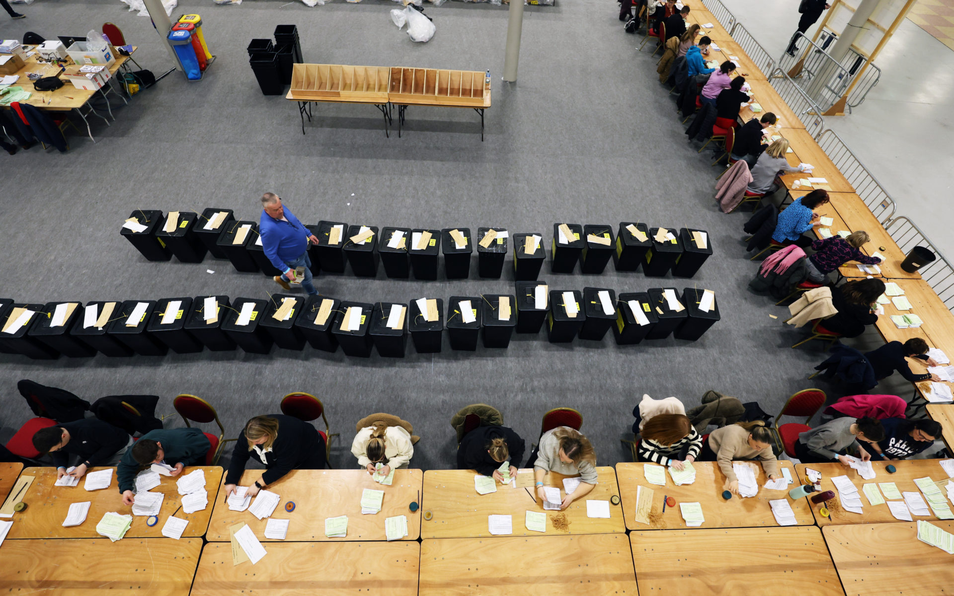 Counting in the Family and Care Referendums at Dublin's RDS, 9-3-24.