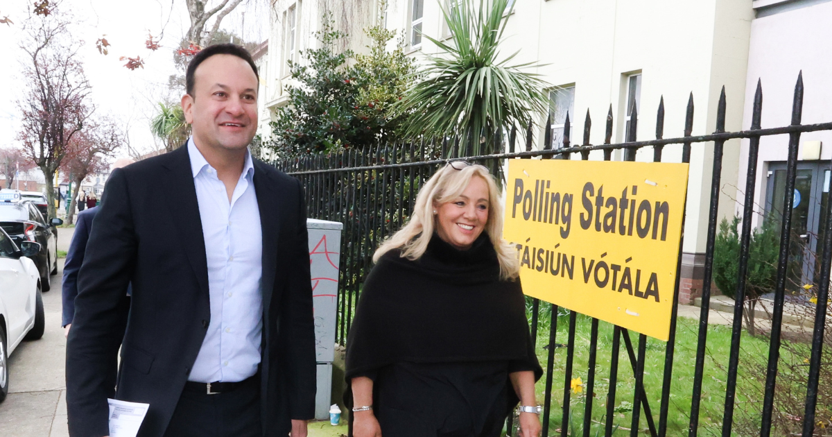 Taoiseach Leo Varadkar and Senator Mary Seery-Kearney vote in the Family and Care Referendums