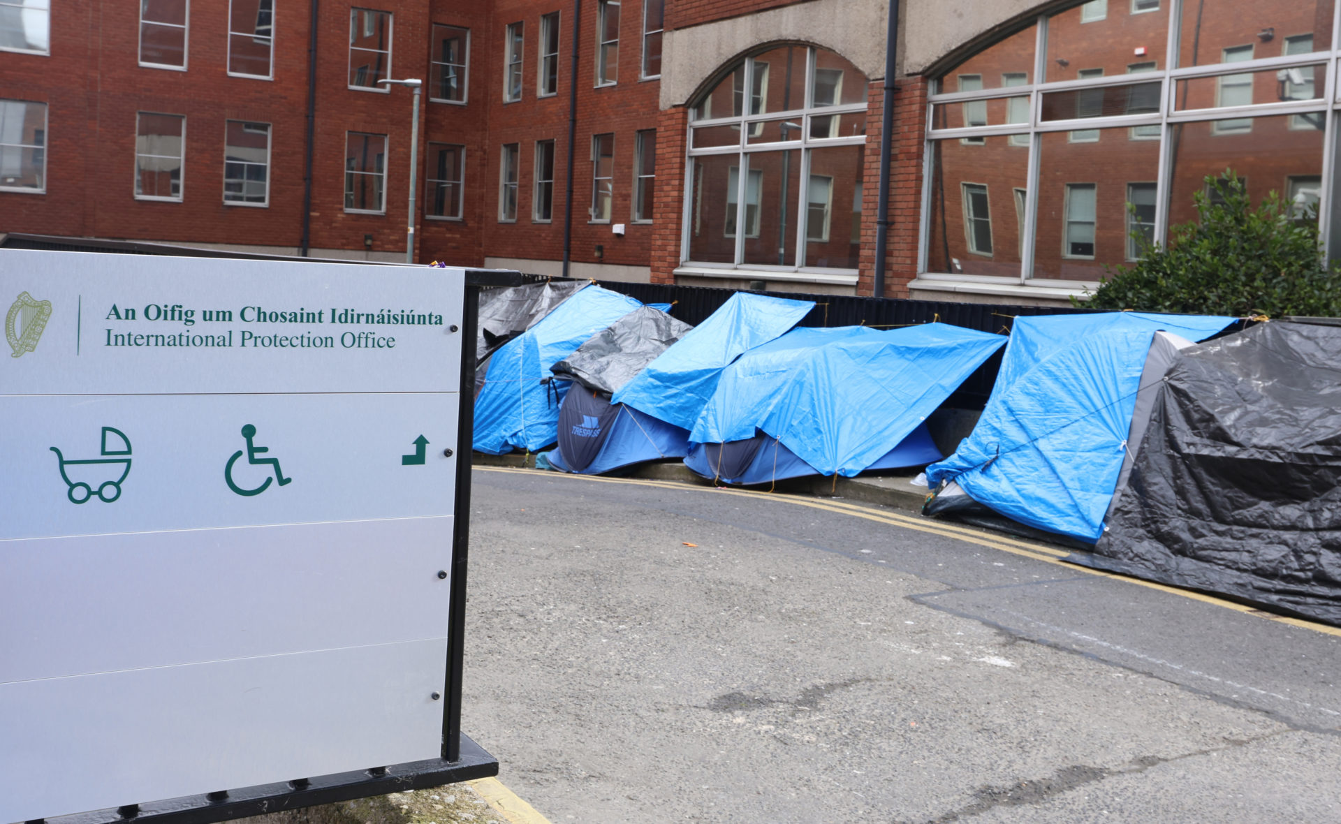  Tents outside the International Protection Office in Dublin city, 7-3-24. 