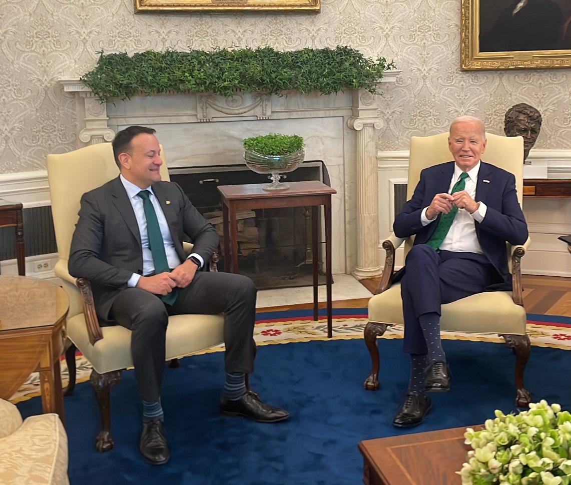 Taoiseach Leo Varadkar and US President Joe Biden in the Oval Office at The White House, 15-3-24. 